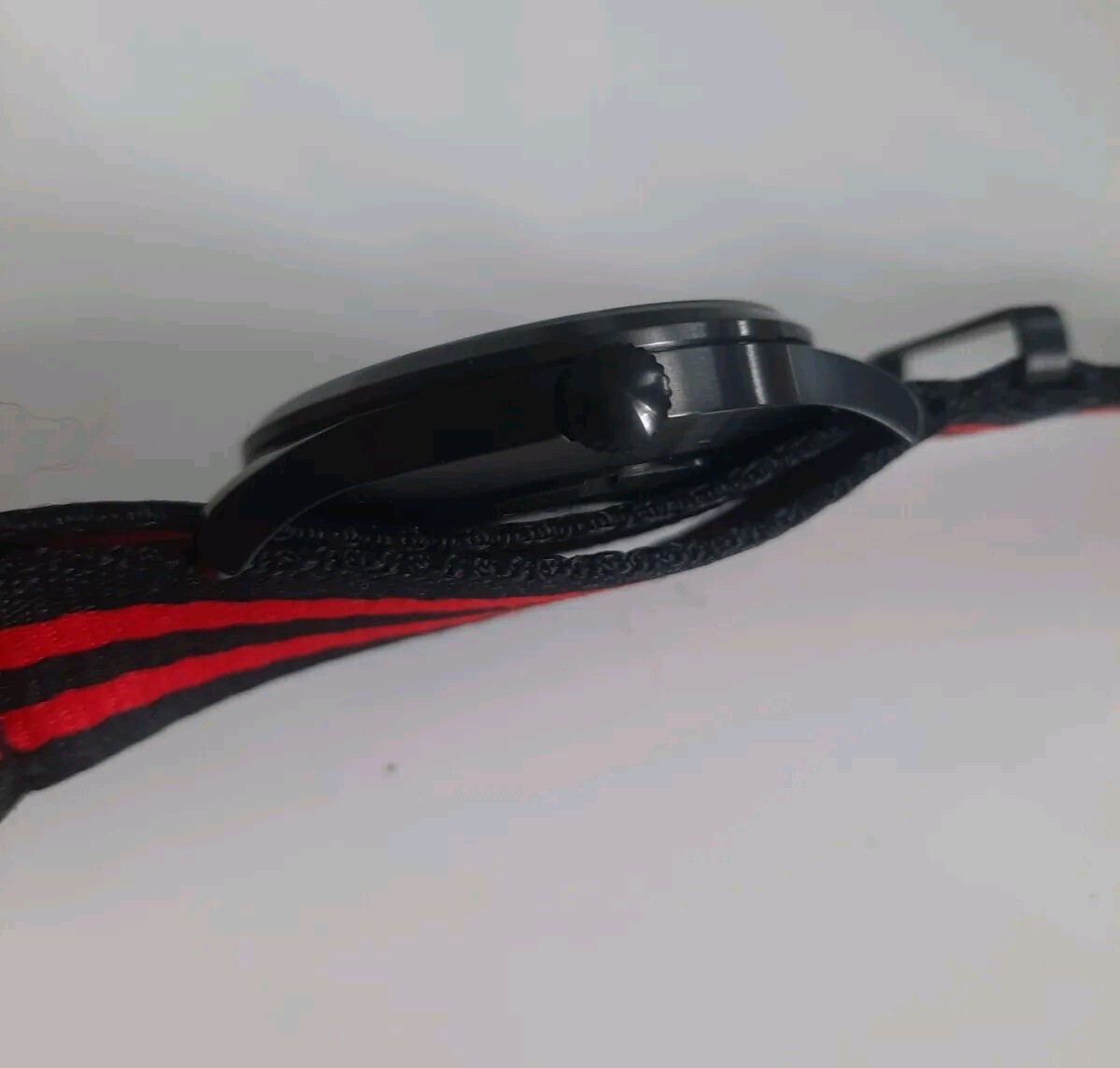 Sharp Bros Fury Watch Red Inferno Face Quartz 42 mm w One Piece Nylon Strap