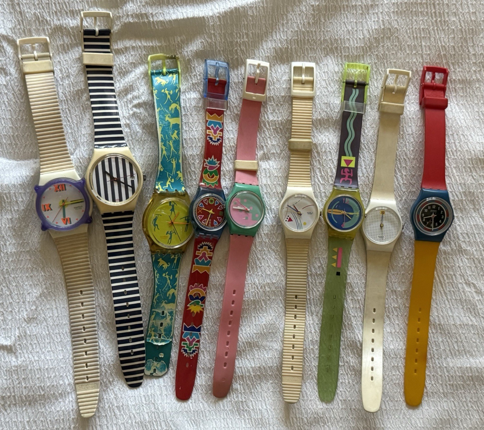 Lot Of 9 Swatch Swatches Vintage 34mm 25mm Pop Culture Swiss