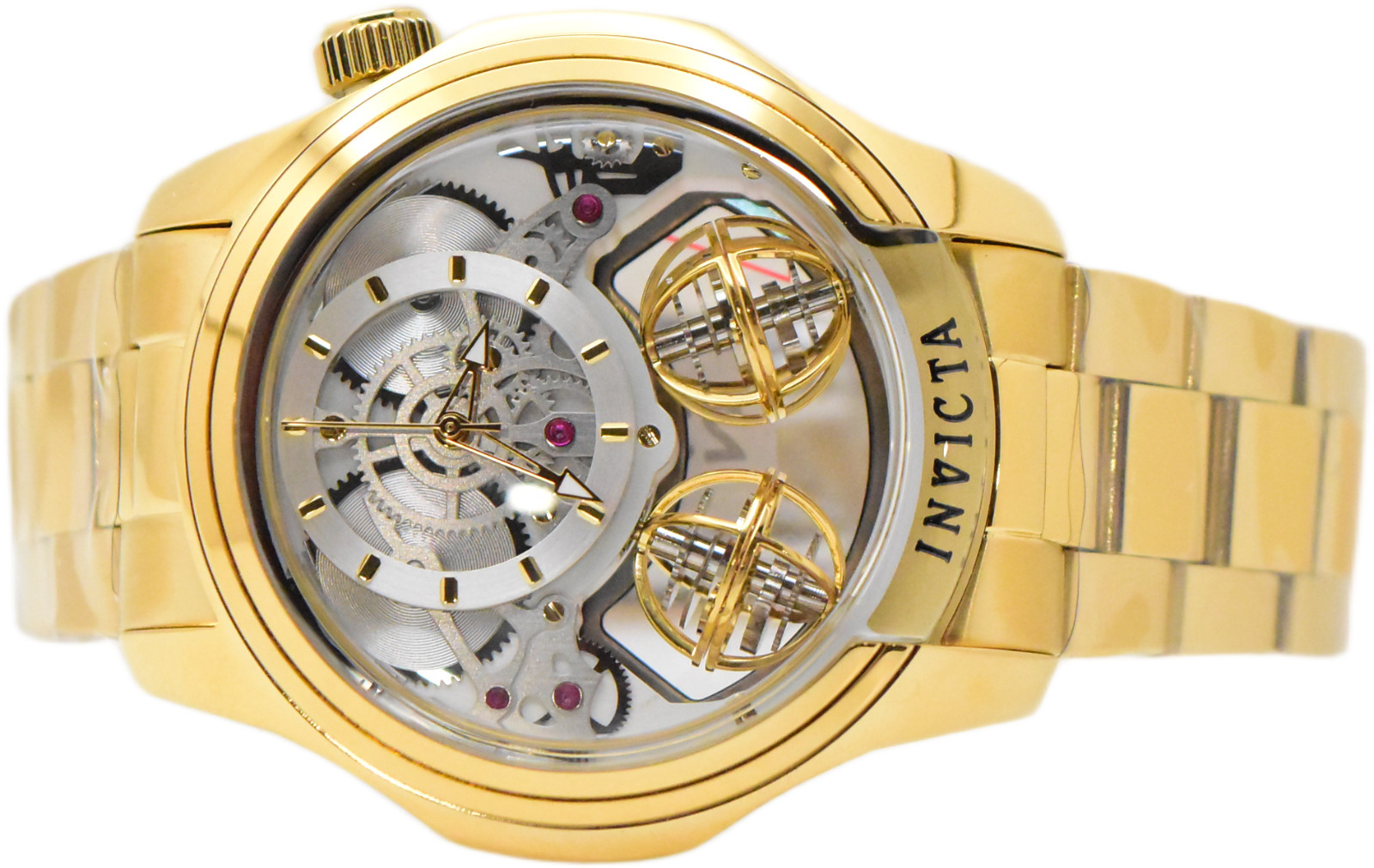 Invicta Specialty Twin-Axis Men’s 46mm Quartz Watch Gold Skeleton Dial 48900