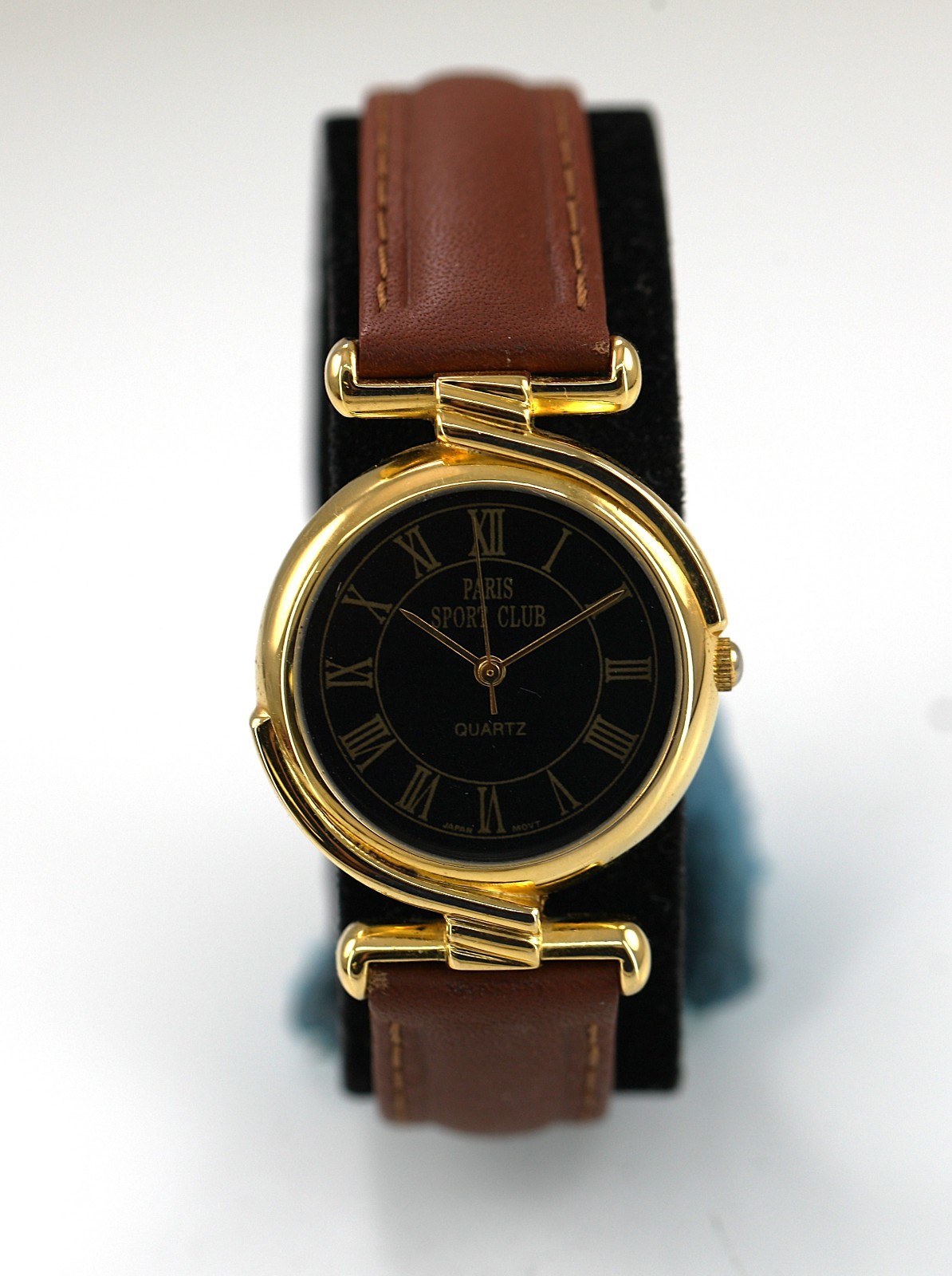Paris Sport Club Watch Unisex Gold Stainless Leather Brown WR Batt Black Quartz