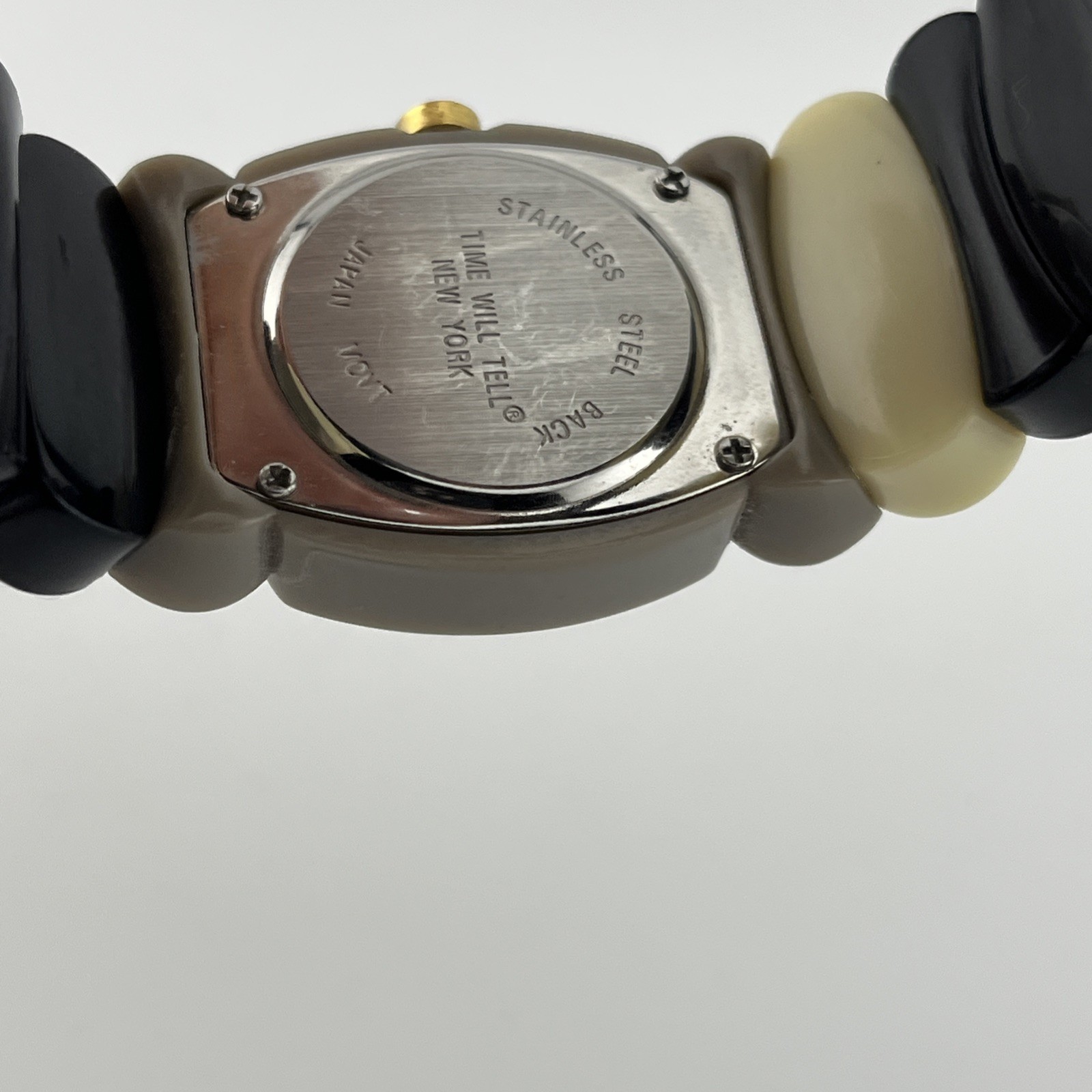 Time Will Tell New York Watch Ivory Black Gray 29mm Case 8″ Band- New Battery