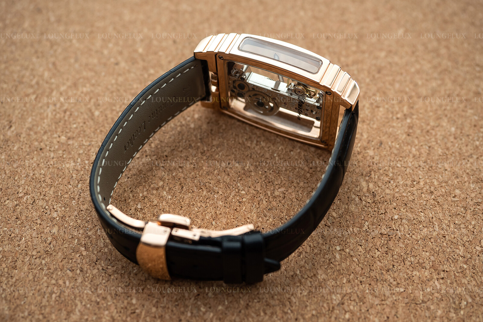 Mens Bridge Manual Mechanical Watch – Rose Gold Black Leather Diasteria 1688