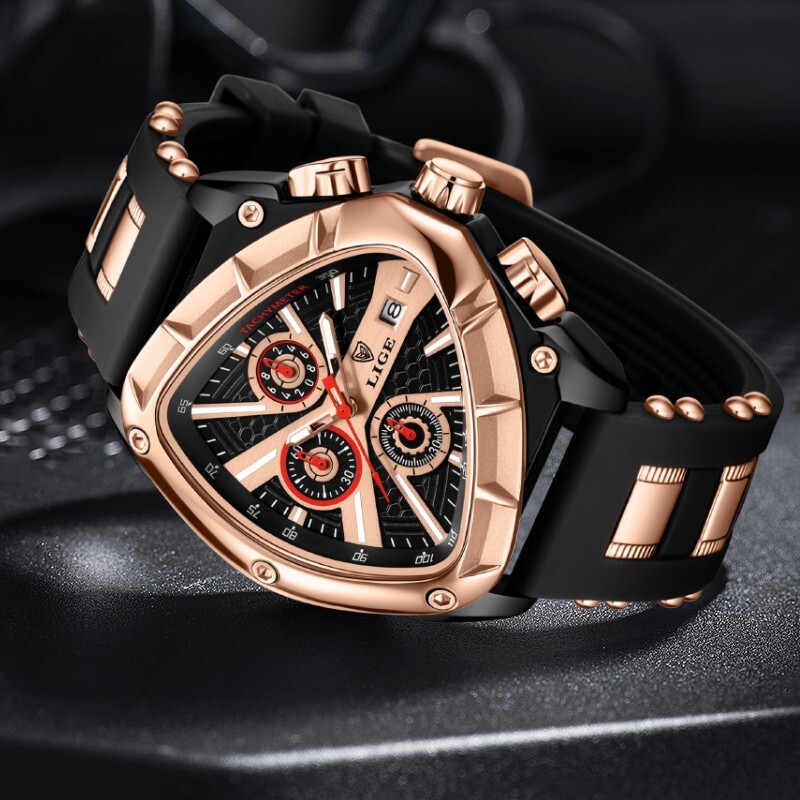 LIGE Men’s Watch Quartz Sport Date Chronograph Waterproof Luxury Man Wristwatch