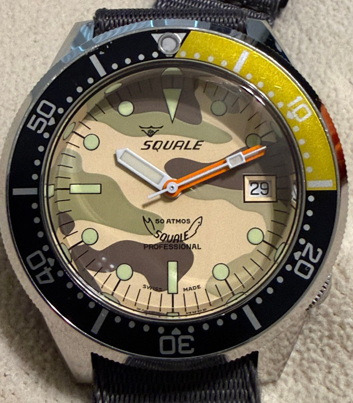 Squale 1521 50 Atmos SQUALE X BEAMS COLLABORATION BEAUTIFUL PAINTED CAMO DIAL