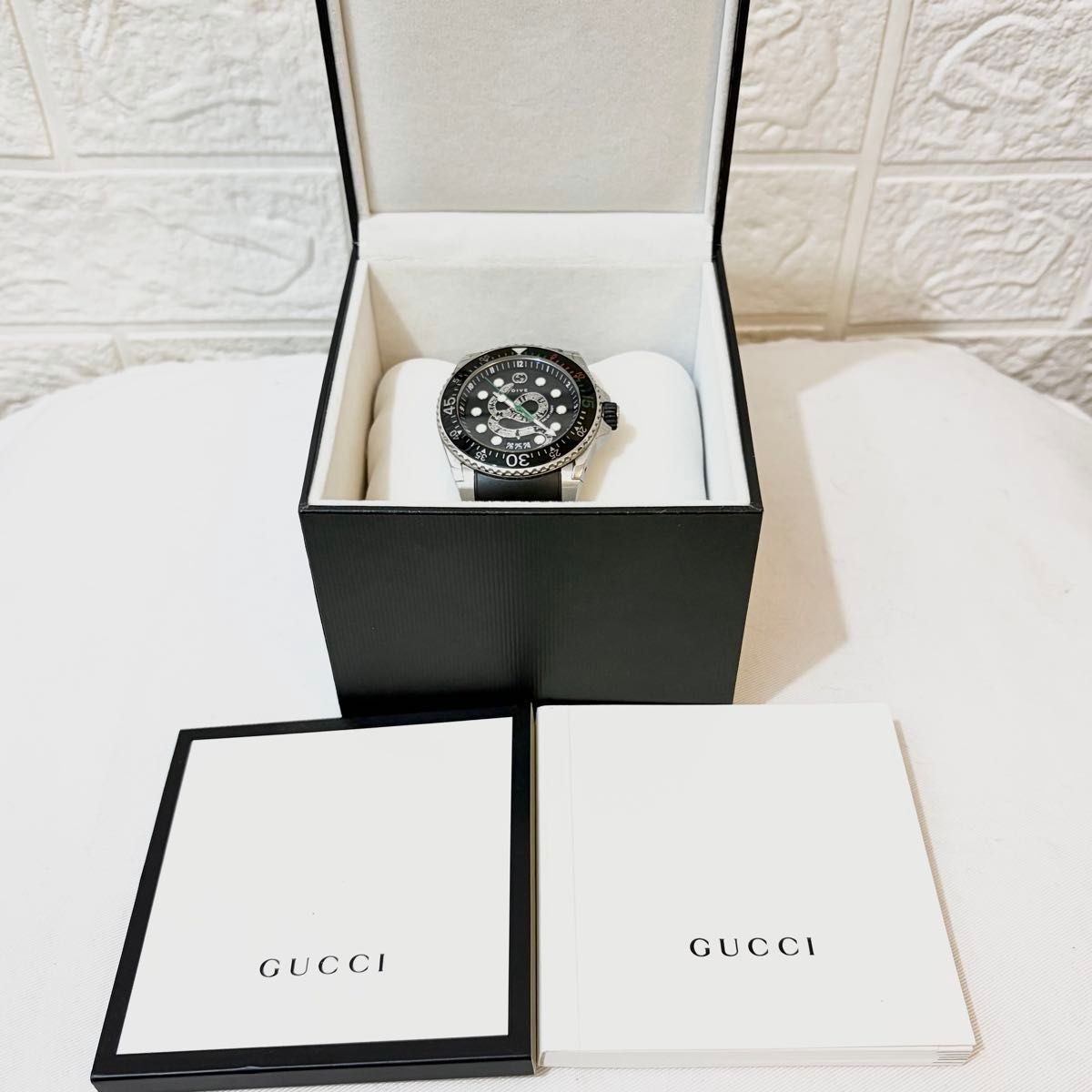 [B1P] Gucci Dive Snake YA136219 Black Dial Rubber Strap Mens Watch [x8q]