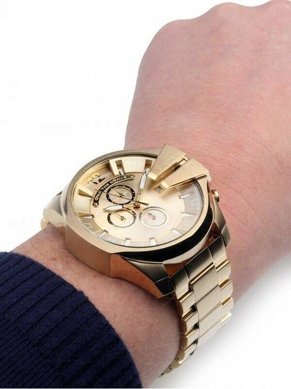 DIESEL Mega Chief Chronograph All Gold Tone Mens Watch Stainless Steel DZ4360