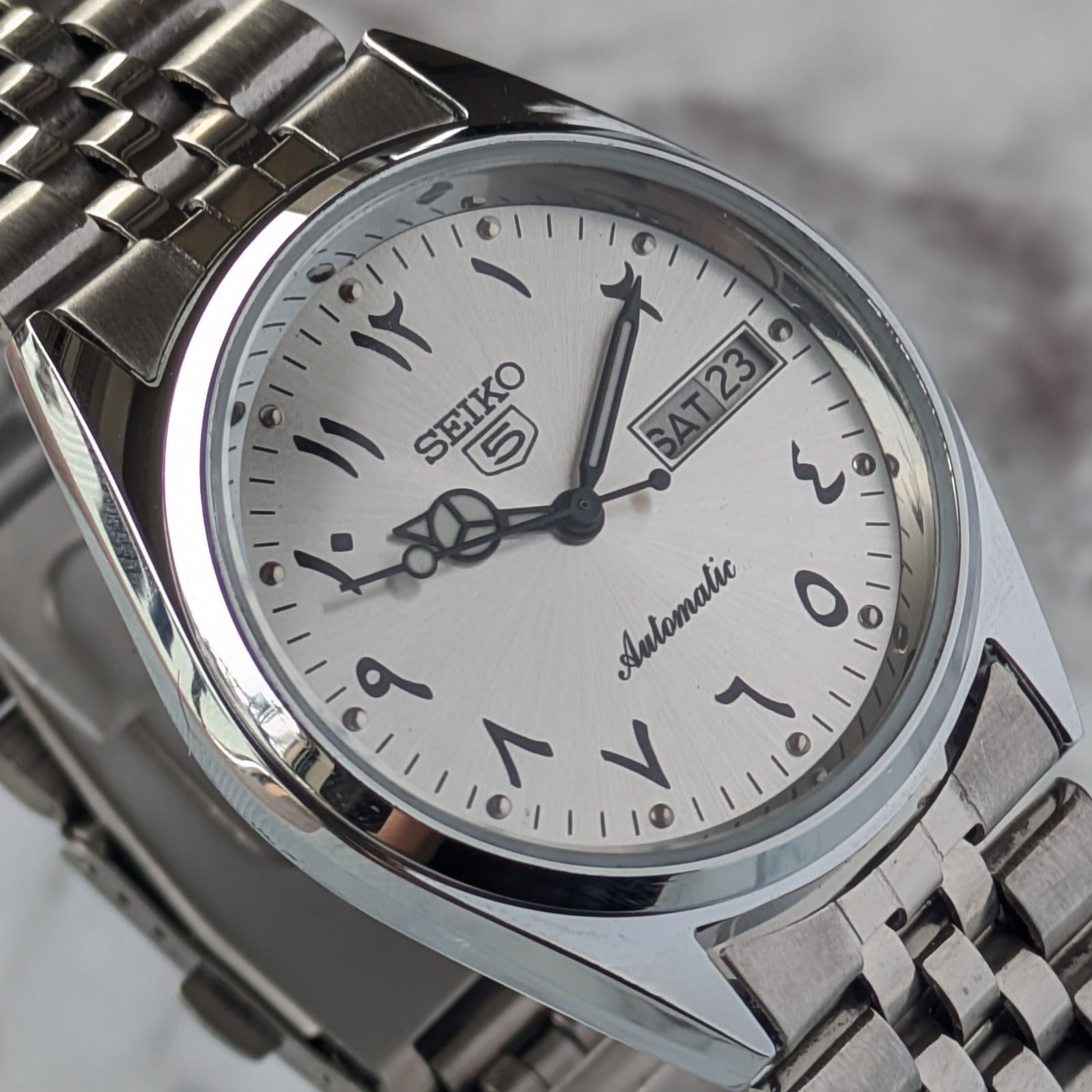 SEIKO 1980-1989 5 Automatic Silver Dial Watch 35mm Wrist 19cm From Japan