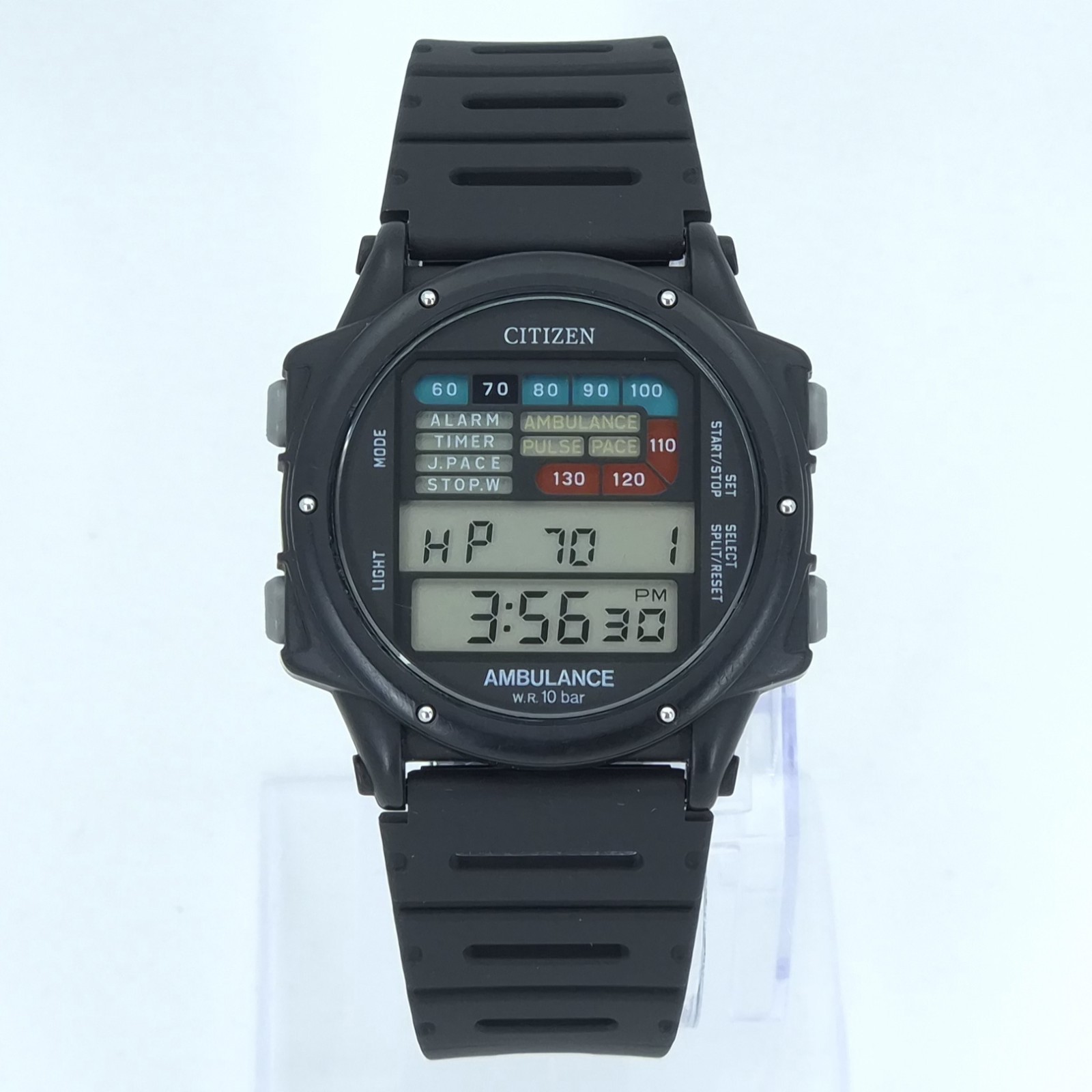 NOS CITIZEN D170-314395 “AMBULANCE” WR 10BAR VINTAGE DIGITAL WATCH JAPAN 1983