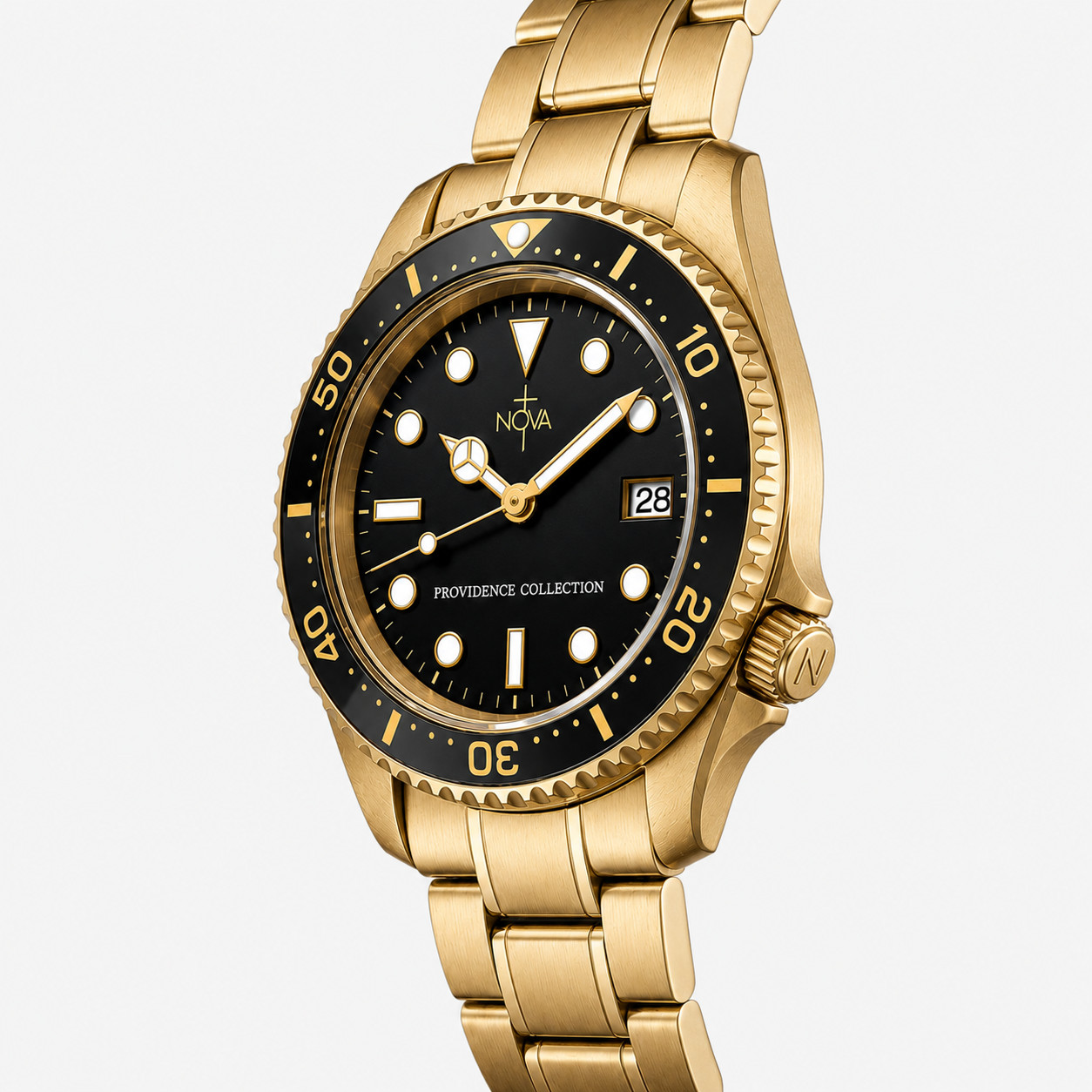 Nova Christian Providence Custom Watch Gold Black Dial 40mm Box