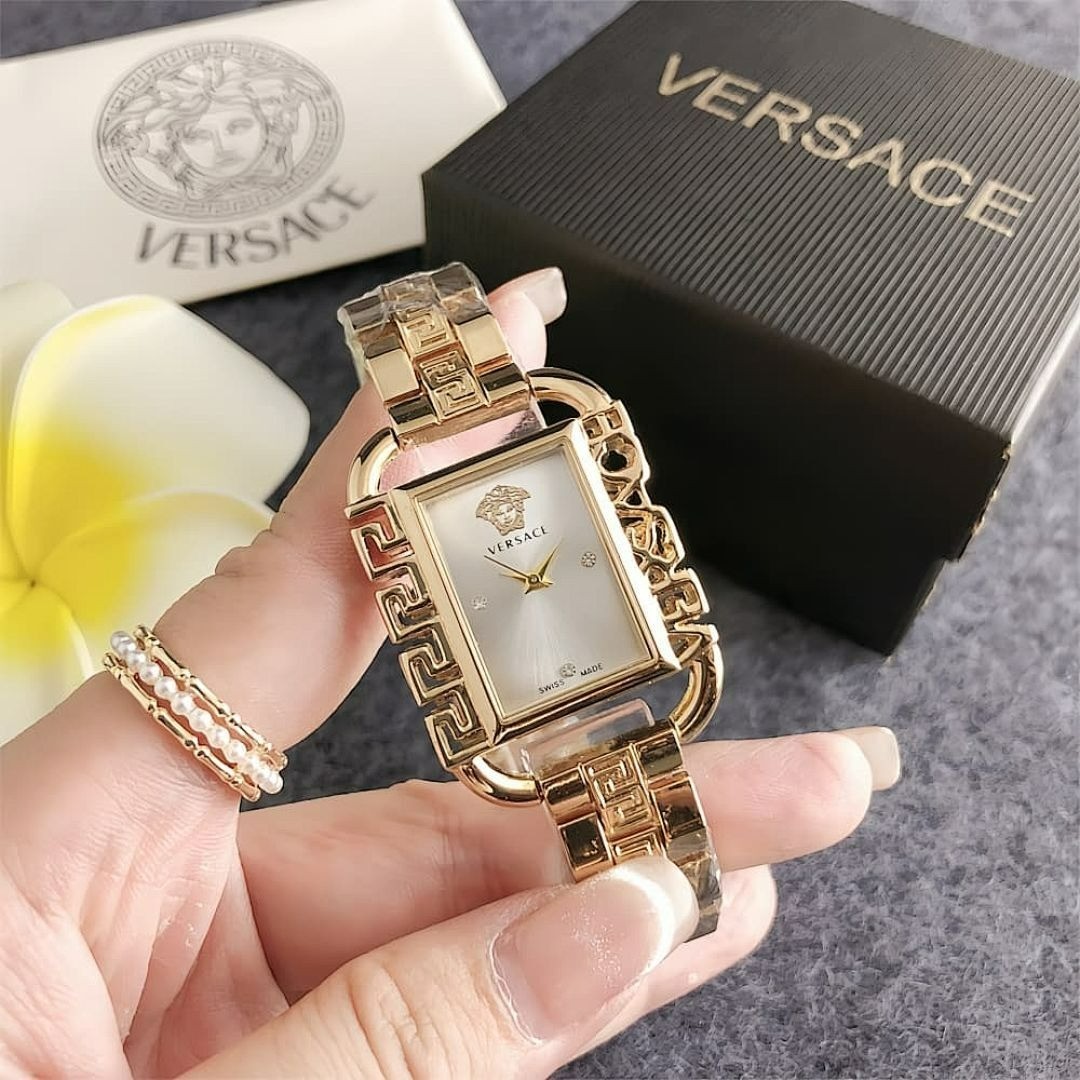 Versace Quartz Watch – Small Square Dial 29mm – Alloy Wristband with Box TaxFree