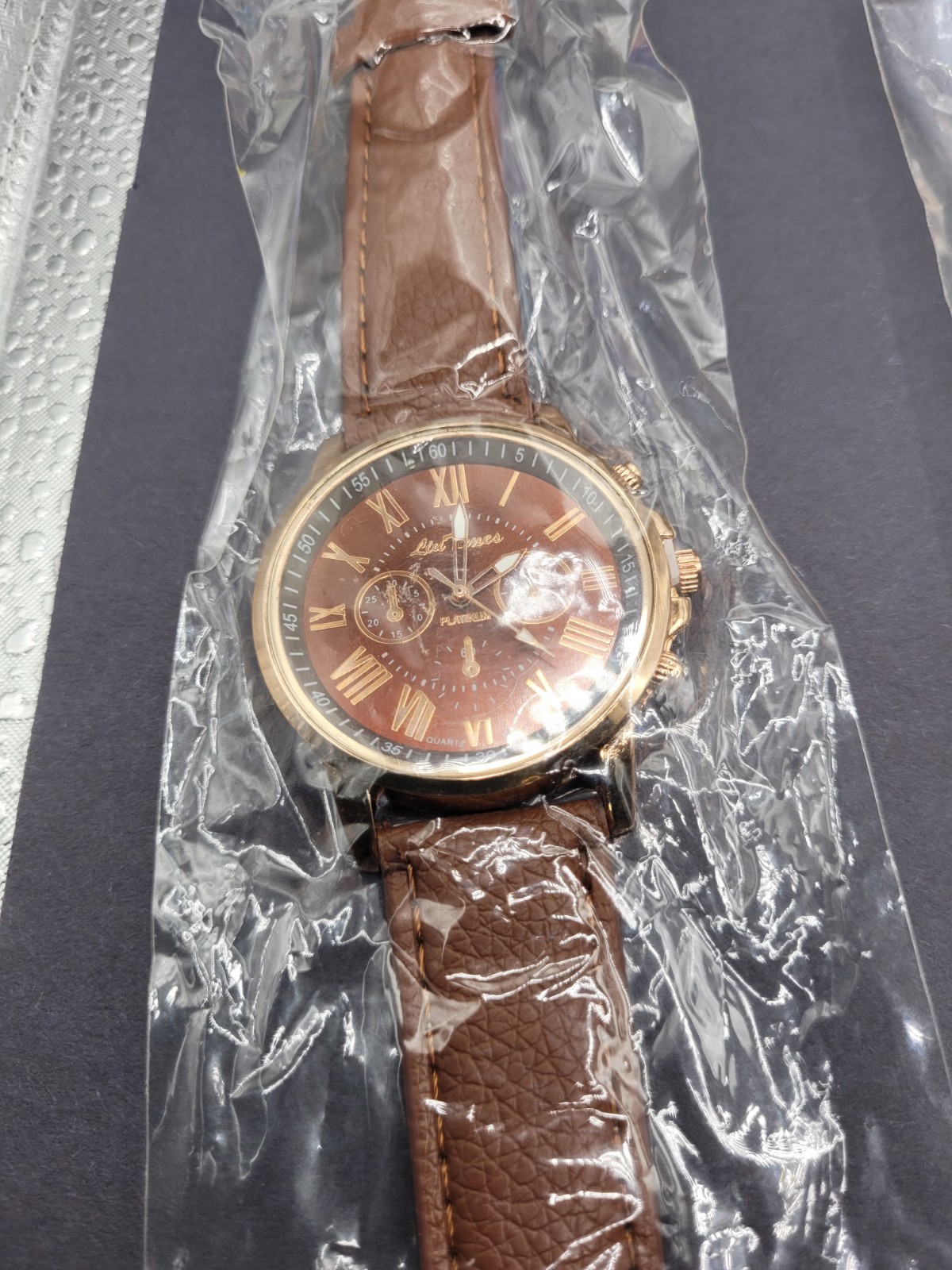 Women’s Gold Tone Mesh & Brown Faux Leather Strap Watch Set Of 3