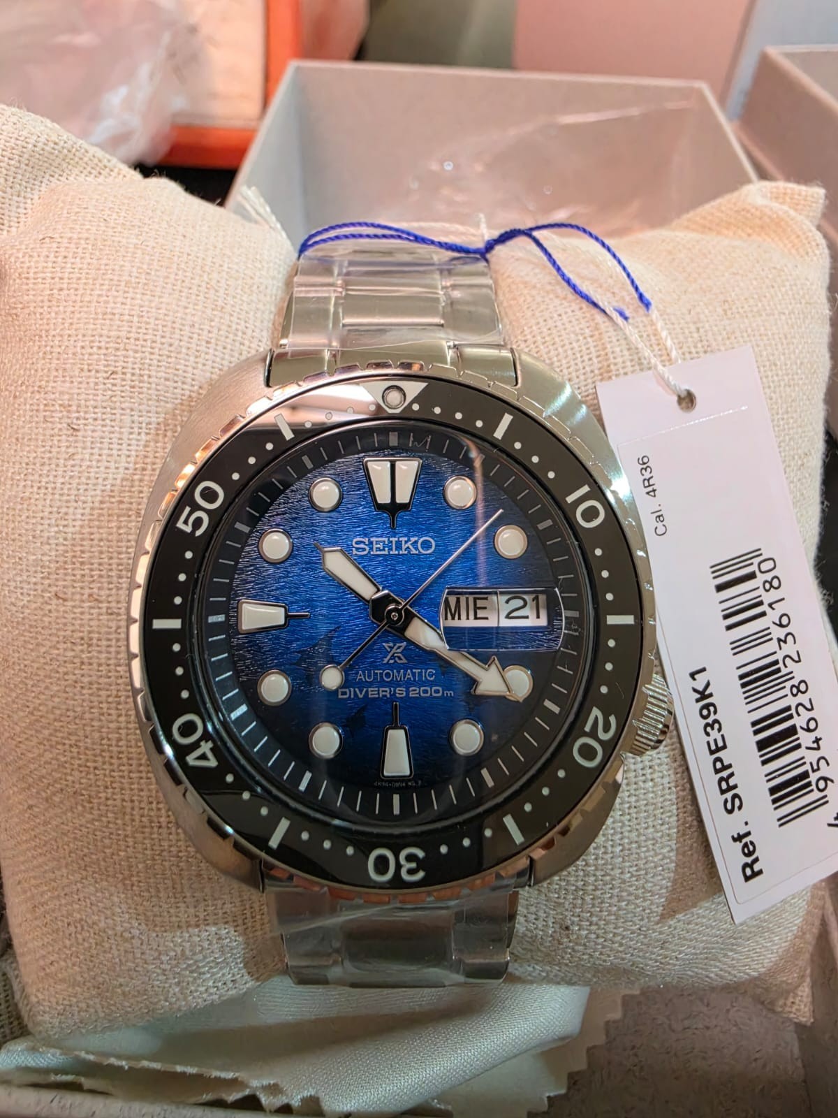SEIKO ProspeX SRPE39K1 Turtle Automatic Watch Save the Ocean Diver’s 200m NOS