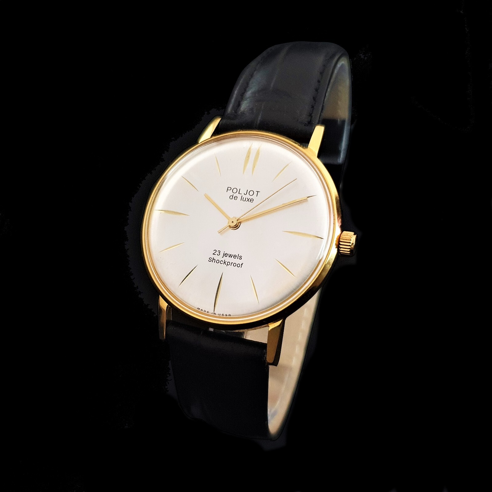 Vintage Watch USSR Poljot De LUXE Ultra SLIM 23 Jewels Soviet Wristwatch 2209