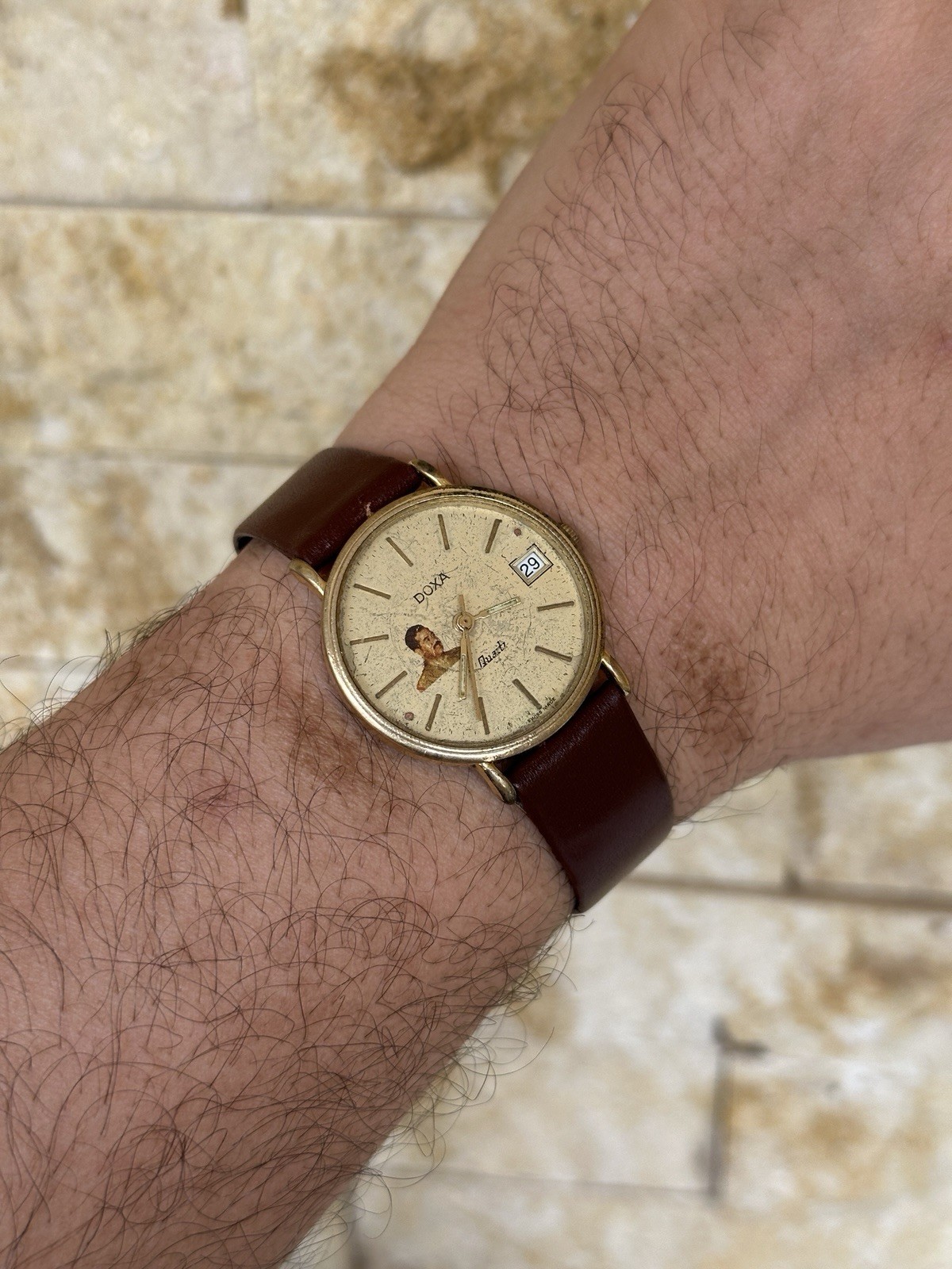 1980s Vintage Doxa Saddam Hussein Iraq Gift Watch Quartz 32mm Rare Authentic