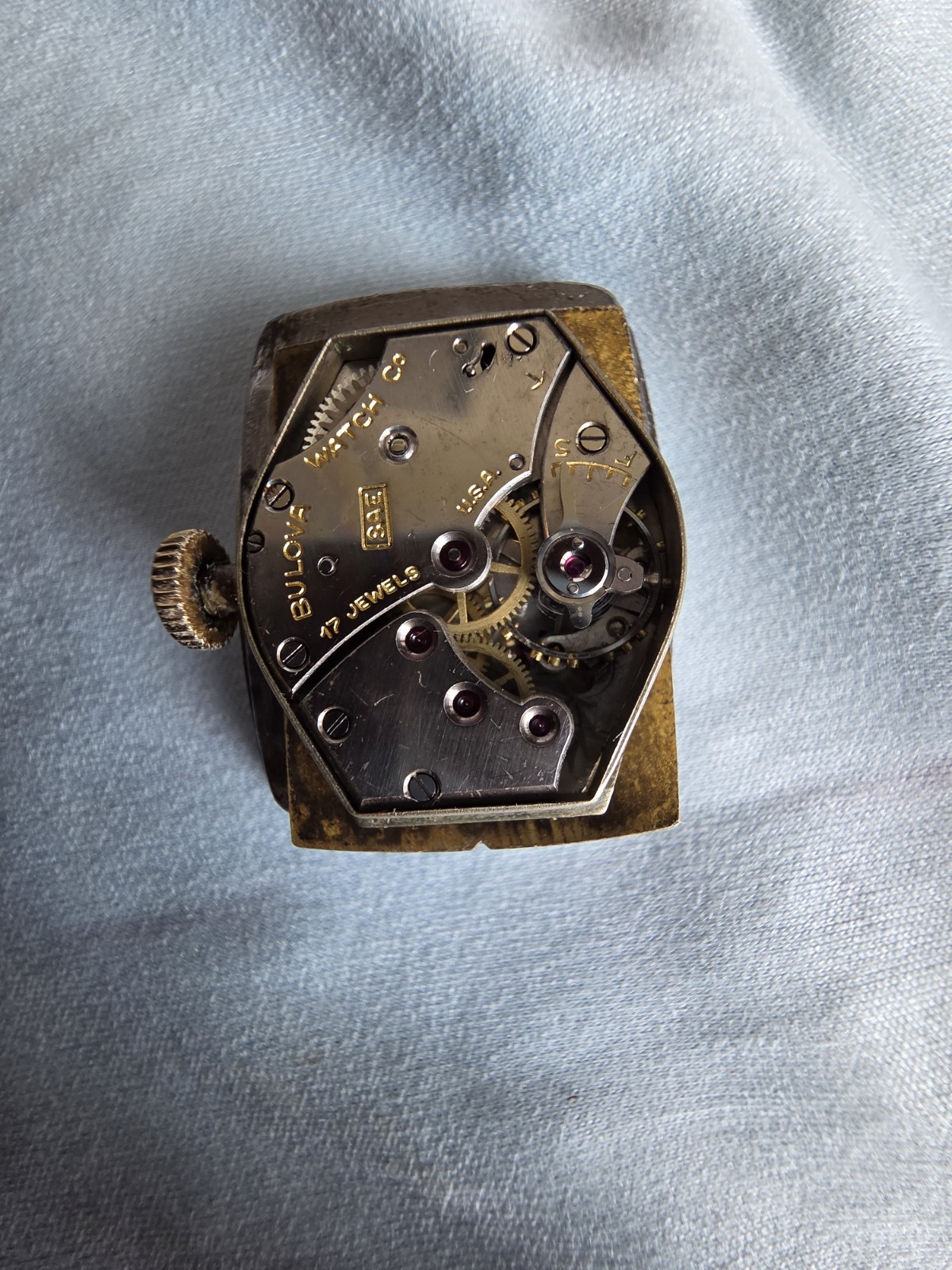 Bulova Senator 8AE Mvt Yellow Gold RGP 1940’s Tank Running Vintage Mens Watch