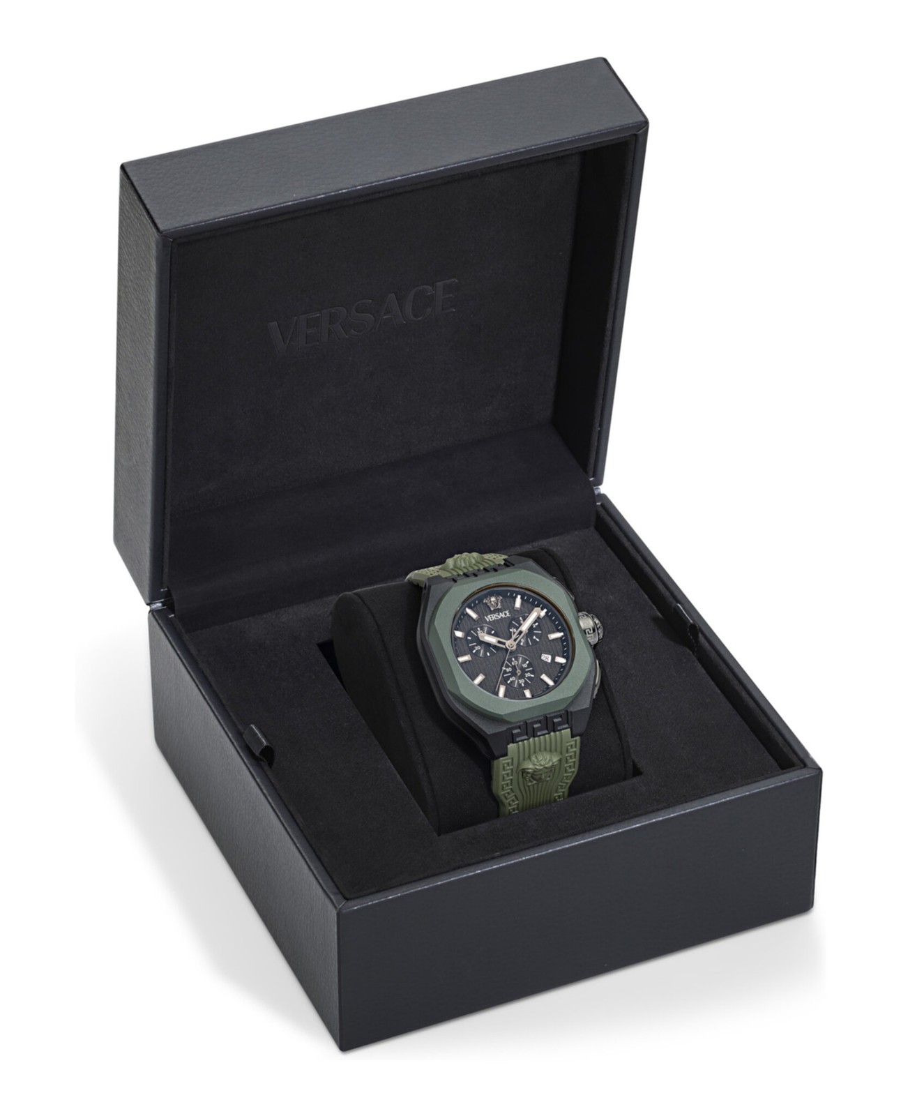 Versace Mens Black 44mm Strap Fashion Watch