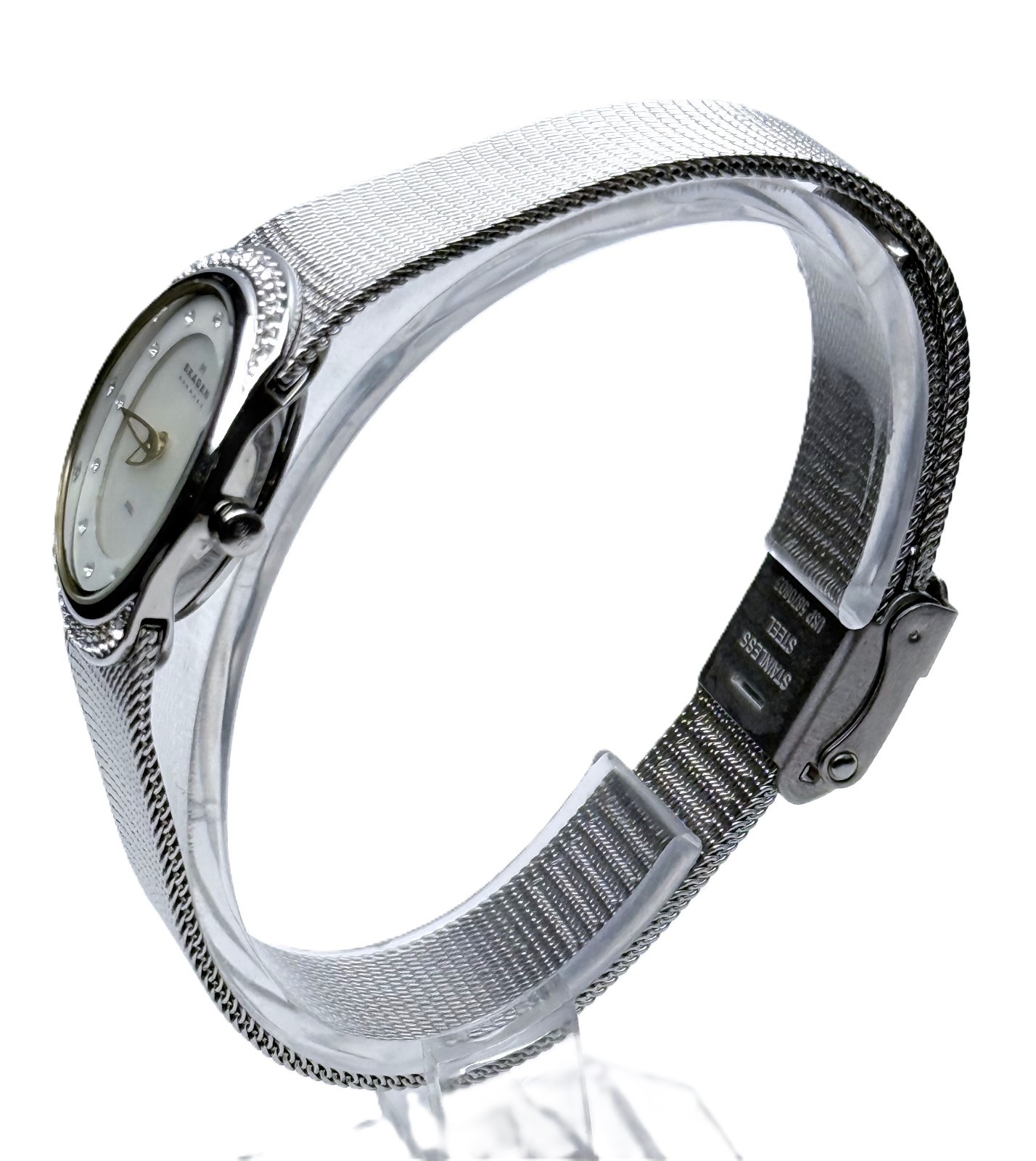 SKAGEN STEEL 686XSGSC MOP DIAL SILVER & GOLDTONE ACCENTS MESH BAND LADIES WATCH
