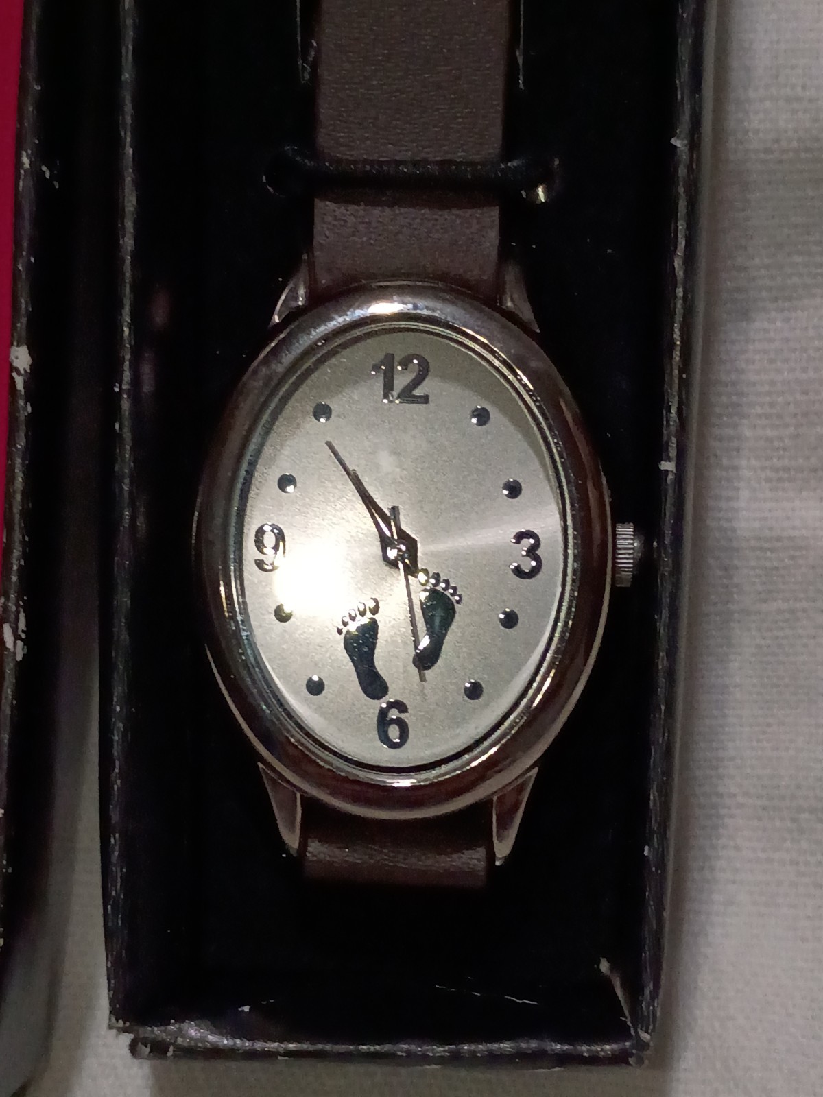 ladies leather wrist watch inspiration of Hope Footprints in the Sand