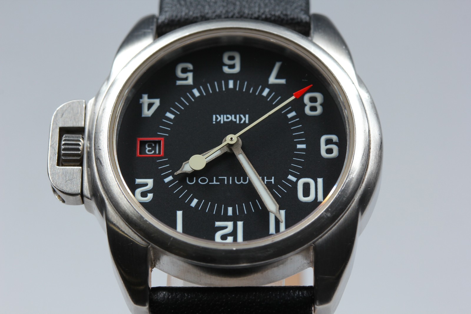 Hamilton 6301 Khaki Action Black Dial Date Qz Men’s Watch New Strap [Near MINT]