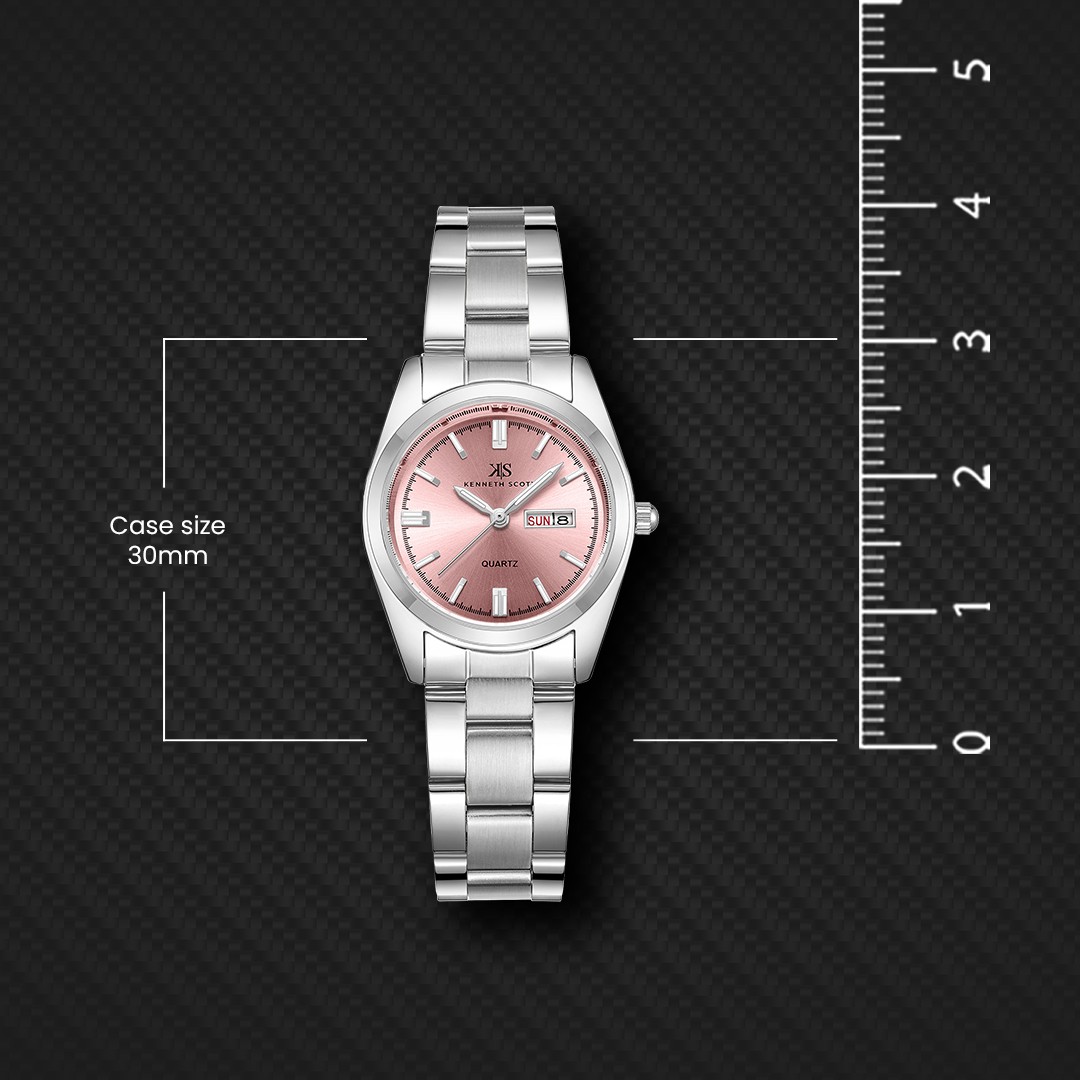 Kenneth Scott Women’s Analog Watch | Pink Dial, 30mm, 30 m (3 ATM)