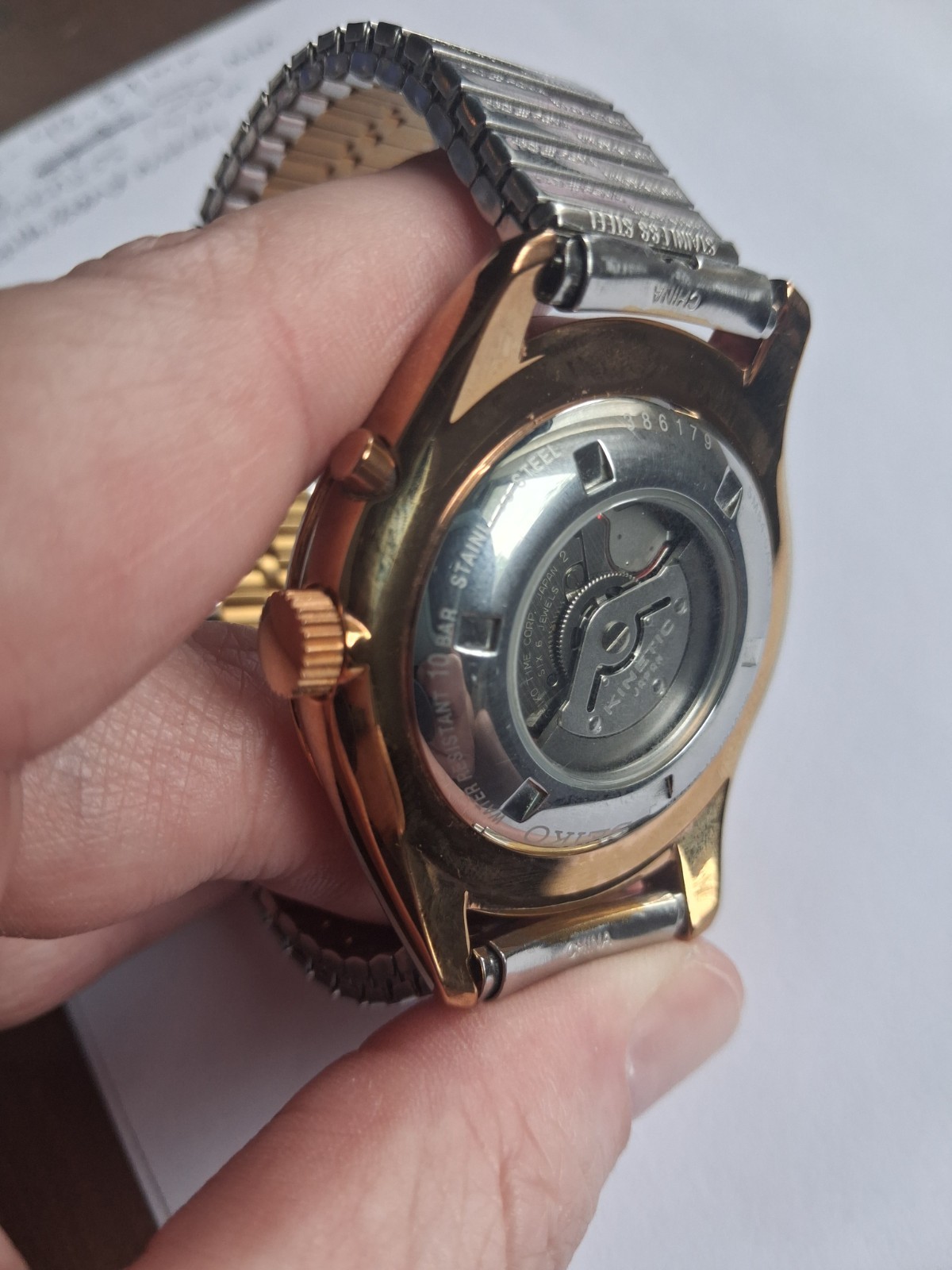 Seiko Neo Classic Kinetic 5M84-0AC0 – Rose Gold / Black Dial – Fully Tested