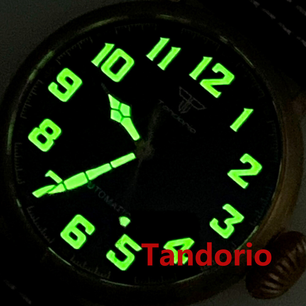 46.5mm Tandorio CUSN8 Solid Bronze case Black Dial NH35A Big Automatic Men Watch
