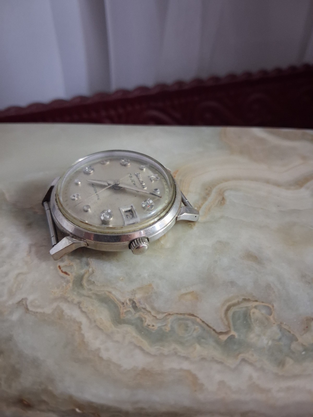 Bulova 23 Jewels Automatic Dress Watch Silver Dial Analog Date Wristwatch