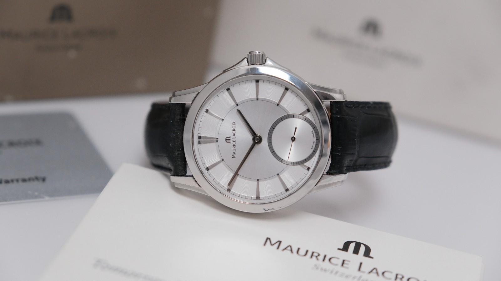 Maurice Lacroix Pontos Manual Wind Men’s Watch Steel PT7518 WITH BOX PAPERS NICE