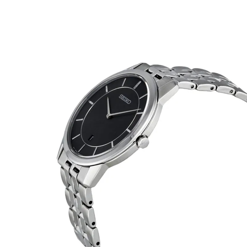 Seiko Classic SKP381P1 Black Analog Dial Stainless Steel Strap