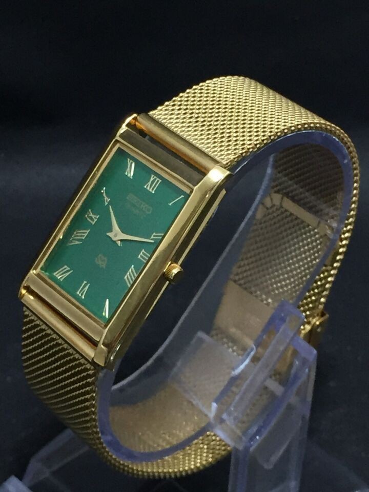 Vintage Seiko Slim Quartz Japan Made Green Dial Gold Plated Men’s Wrist Watch