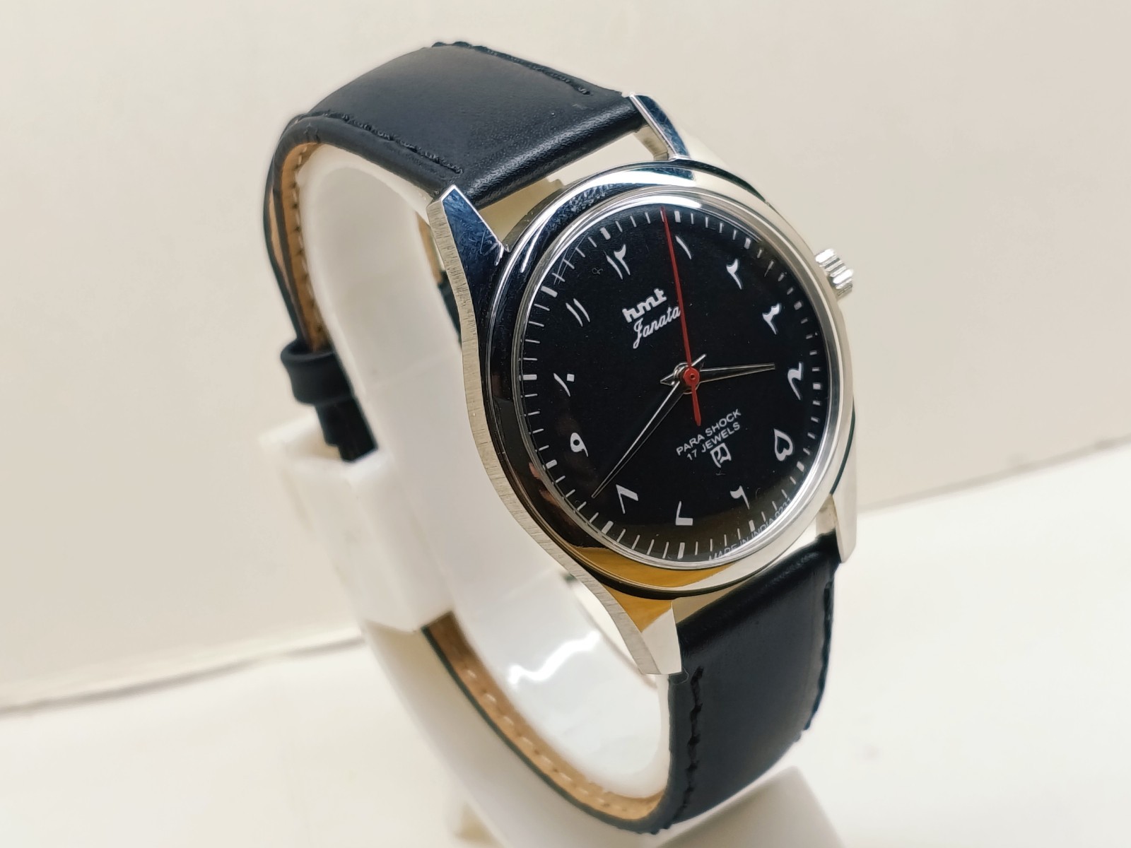 HAND WINDING VINTAGE HMT JANATA BLACK ARABIC DIAL MECHANICAL WATCH FOR MENS