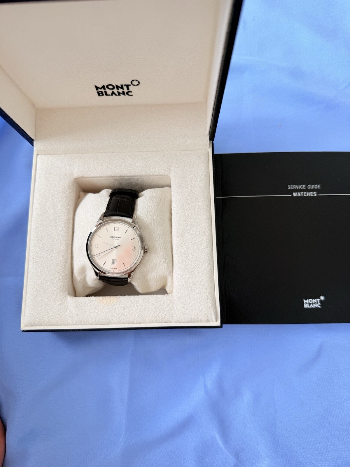 Montblanc Heritage Chronométrie Automatic Silver Dial Date Black Leather Strap