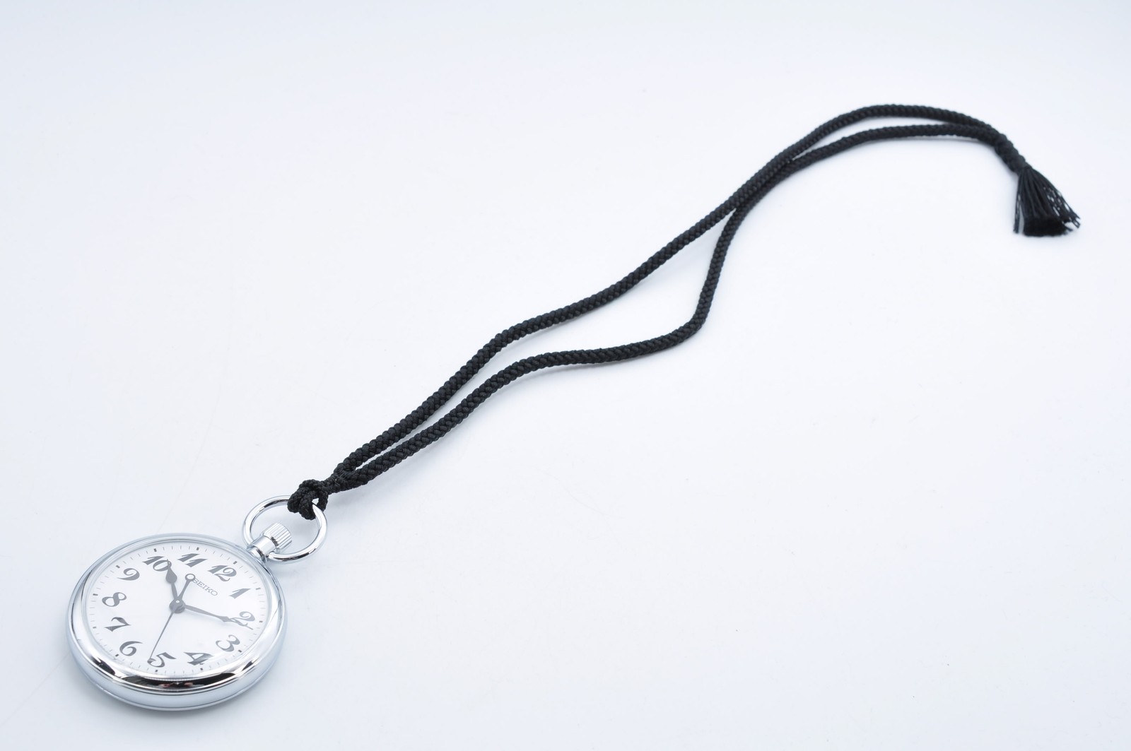 SEIKO 7C11-0010 Quartz Analog ASGP Silver Pocket Watch Japan w/Case Auth w-1035
