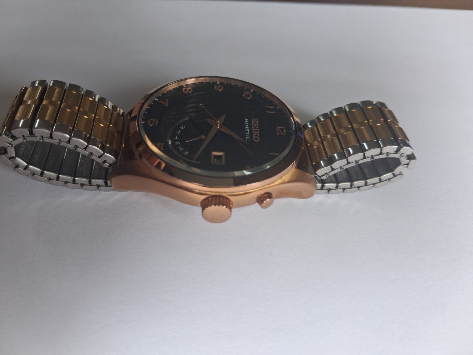 Seiko Neo Classic Kinetic 5M84-0AC0 – Rose Gold / Black Dial – Fully Tested