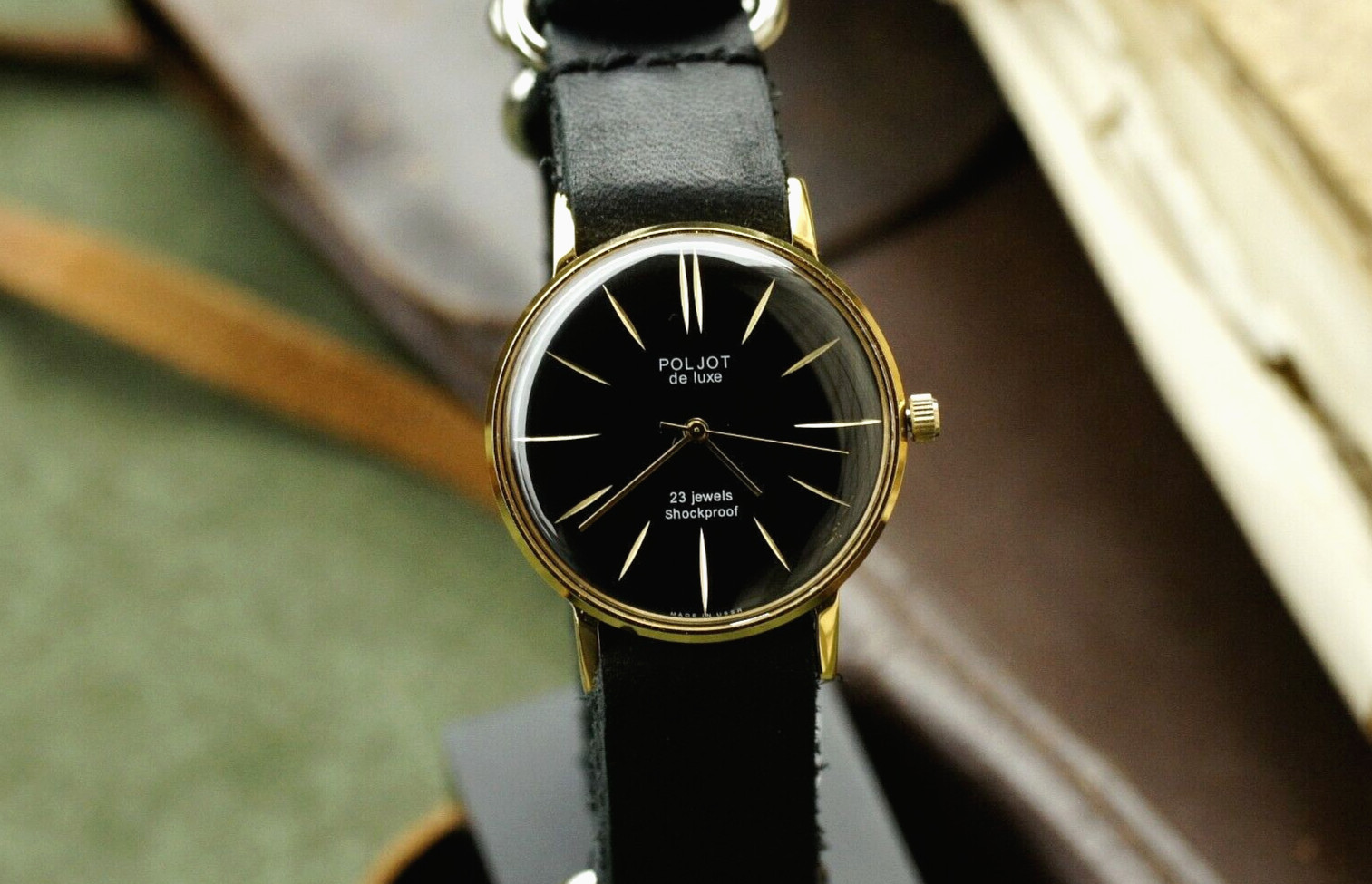 POLJOT Watch De Luxe Luxury Ultra SLIM Mechanical leather strap Men’s Vintage