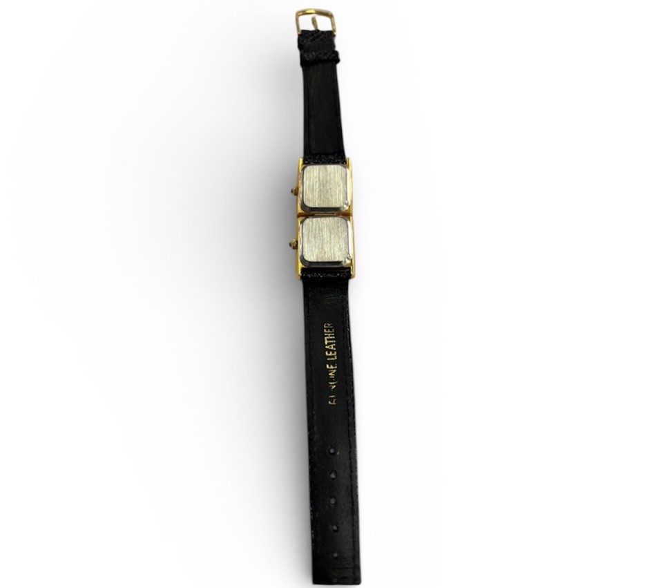 Vintage Cassant Dual Time Quartz Ladies Watch Ivory And Black Dial 18 x 38mm