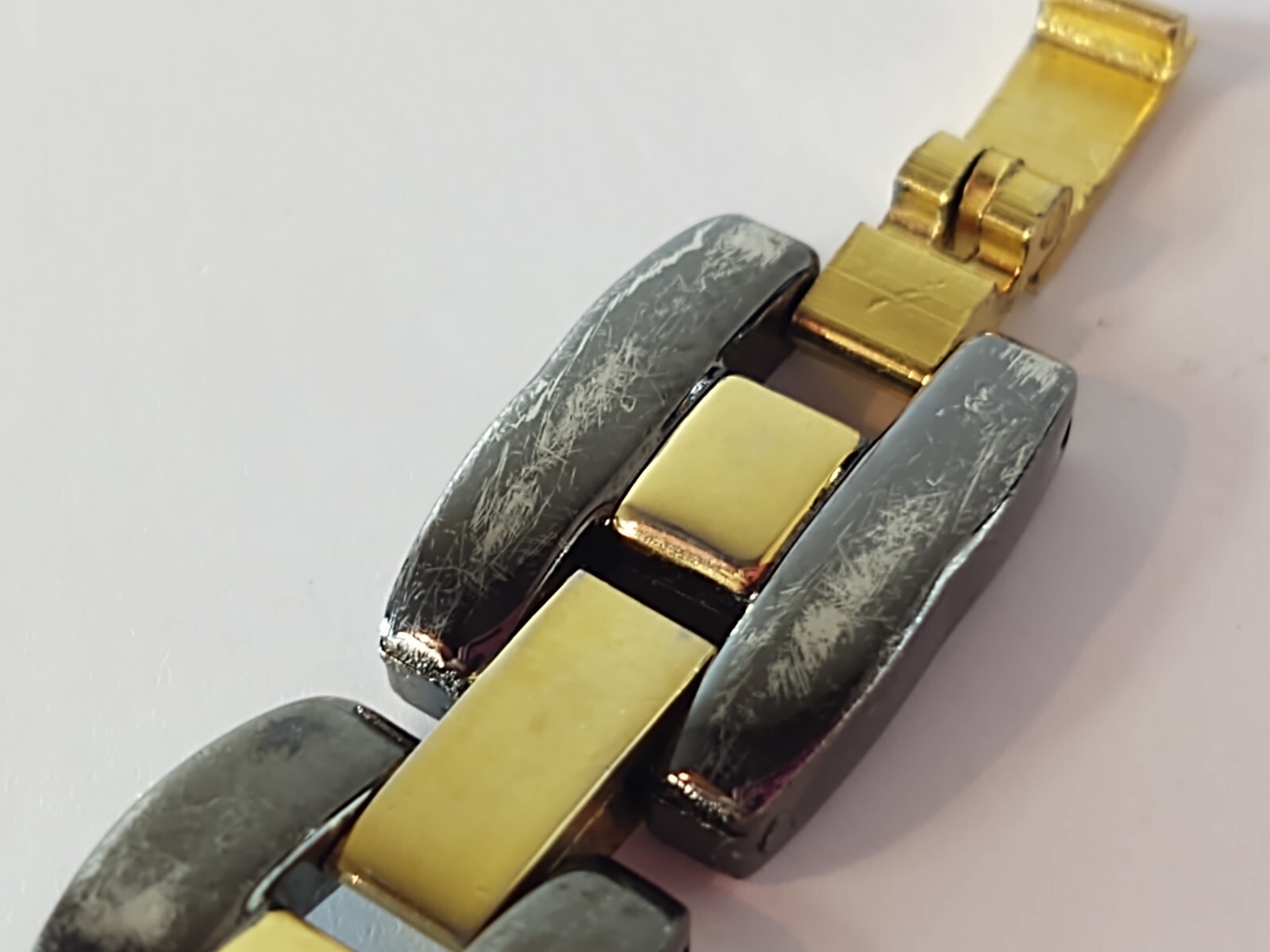 Womens LA Express Watch Black Dial Black & Gold Bezel & Band Show Wear
