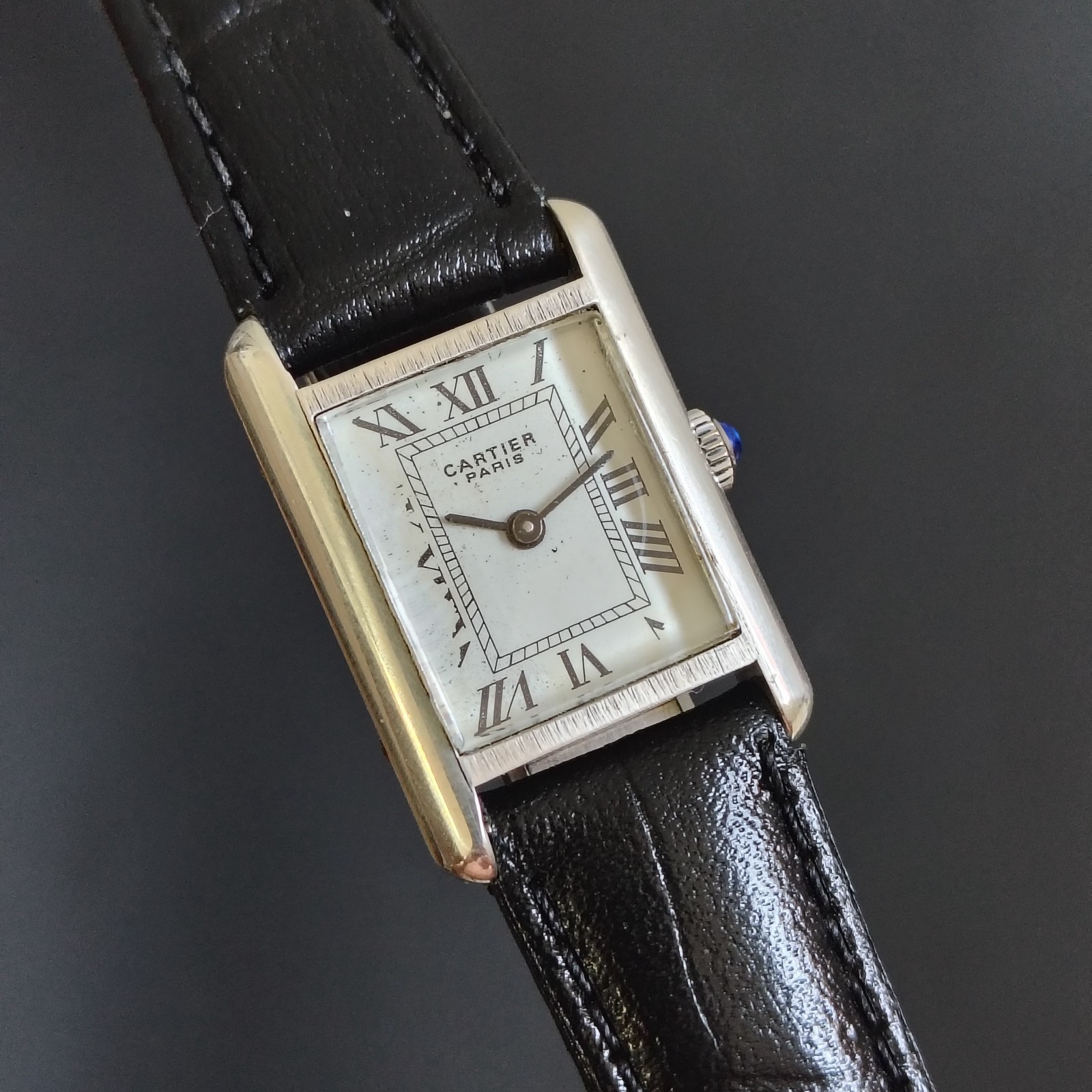 Vintage Rare Cartier Tank Louis Paris 1960s Solid Argent 925 20x28mm