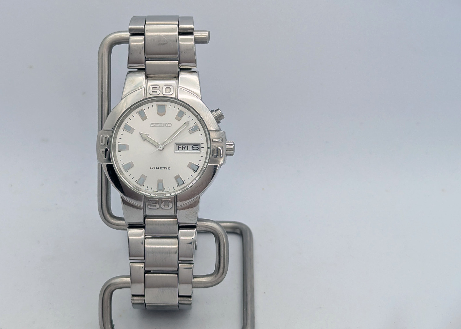 Seiko Kinetic 5M43-0E90 Silver Sunburst Day-Date | New Capacitor & Crystal