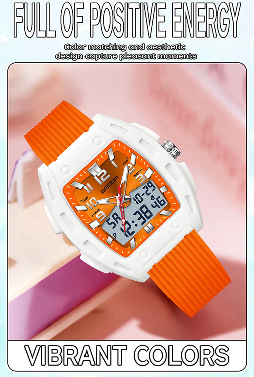 Unisex Multiple Functions Barrel Watch Dual Display Quartz plus Electronic
