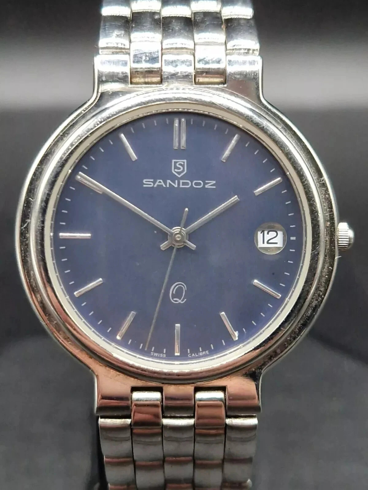 SANDOZ Mens Quartz Watch Mens 32mm 1183-Z Swiss Calibre, Stainless Steel, Date