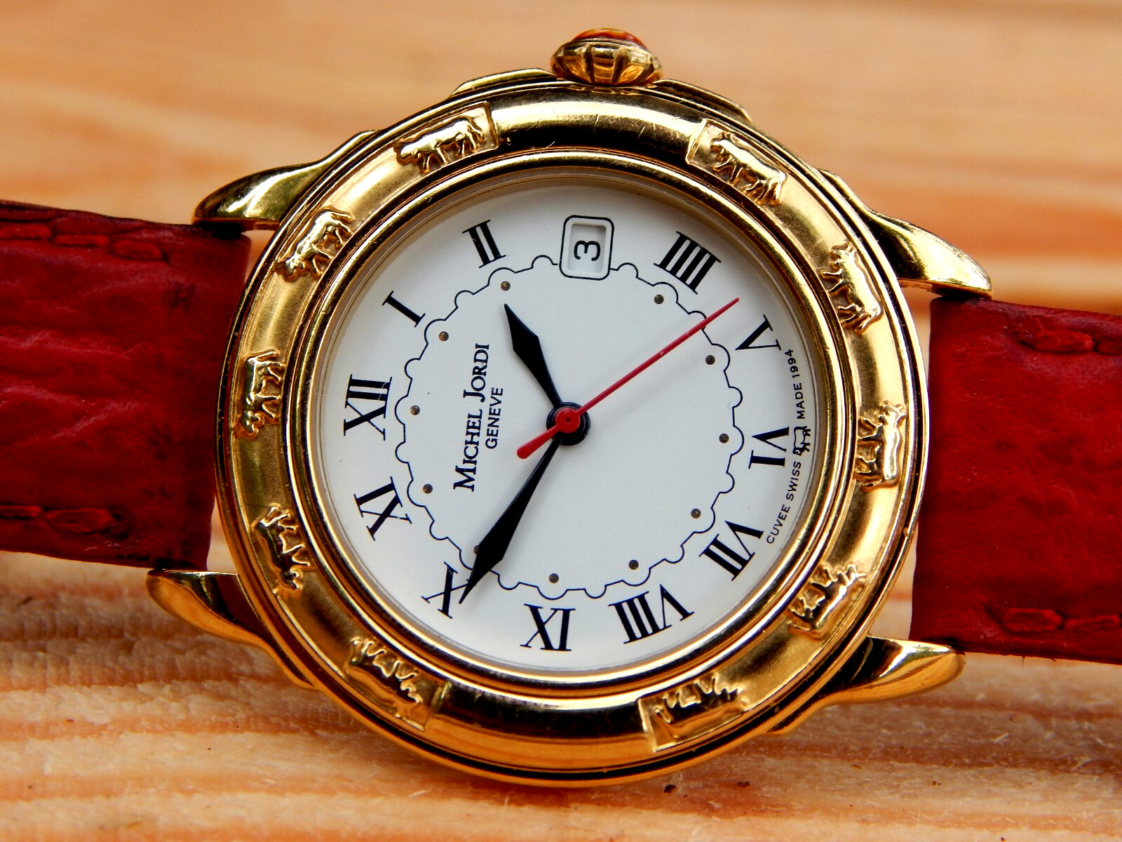 Michel JORDI Geneva 1991 Swiss Quartz Wrist Watch 37mm Case Eta Movement