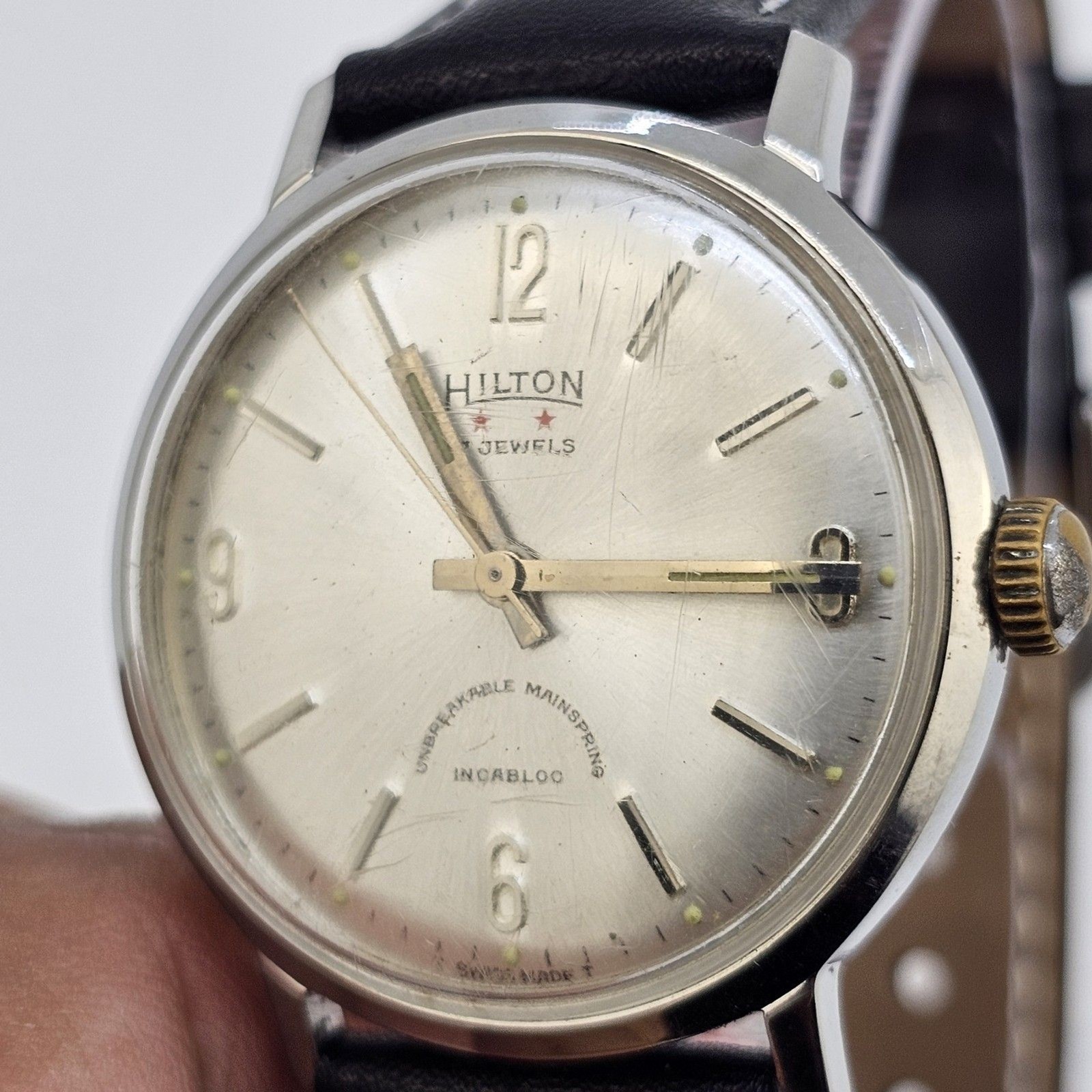 VTG Hilton Automatic Men’s Watch 34MM Gray Dial Swiss New Black Leather Bands