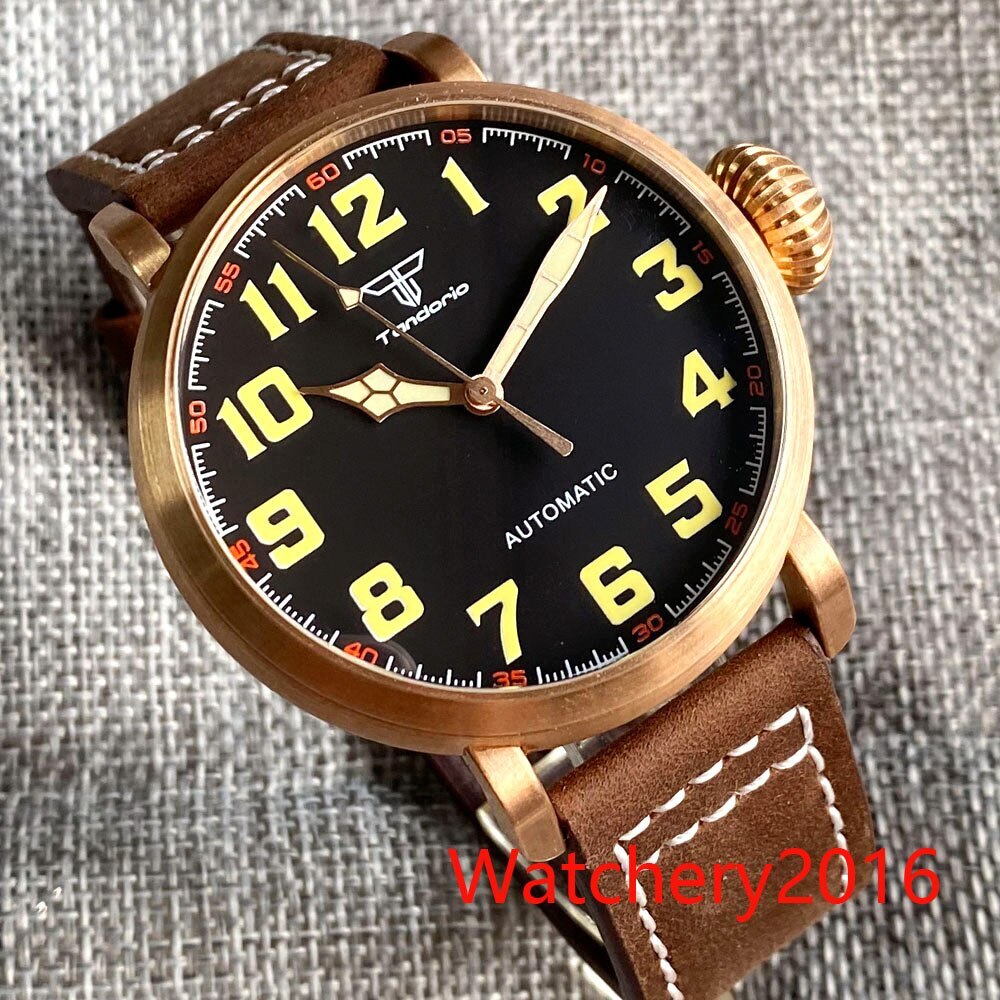 46.5mm Tandorio Big CUSN8 NH35A PT5000 Automatic Mens Watch Green luminous Hands
