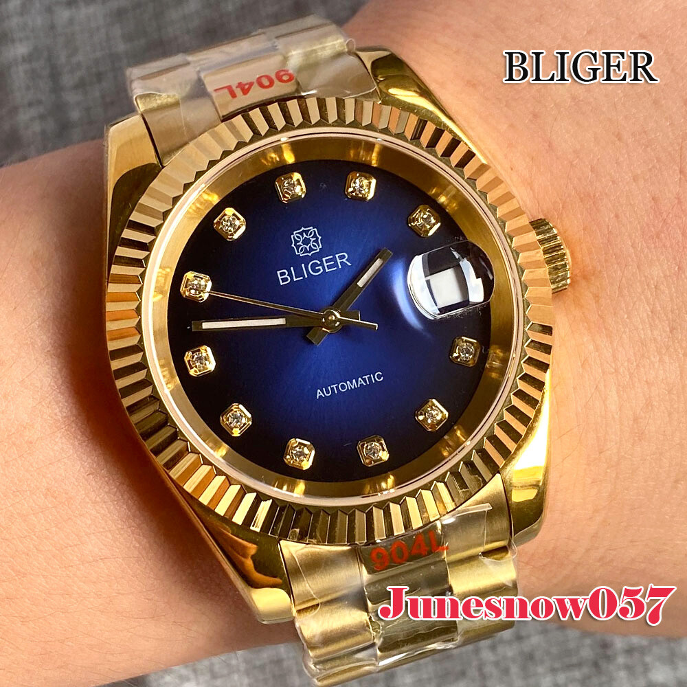 Bliger 36MM/39MM Watch NH35A Automatic For Men’s Sapphire Glass Gold Bracelet