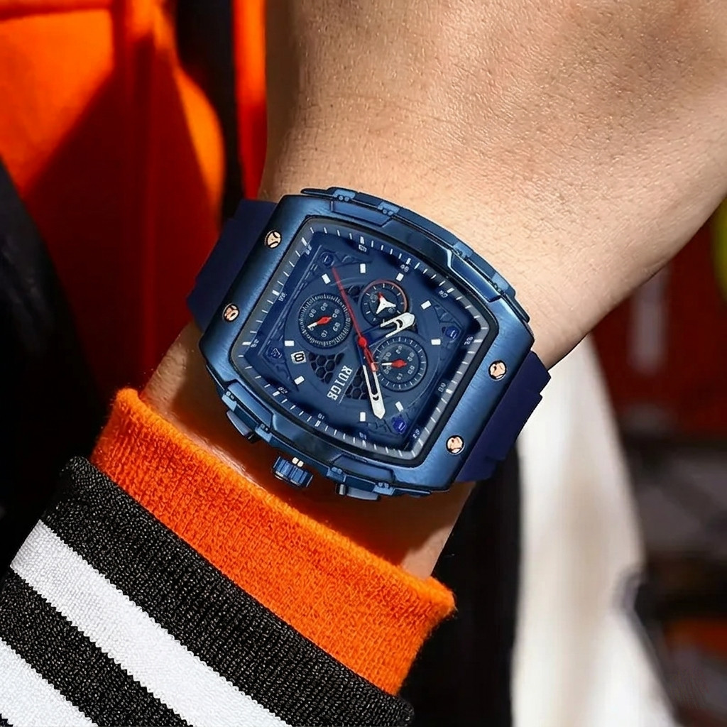 Men’s Formal Everyday Watch Date Display Quartz Movement Analog Silicone Band