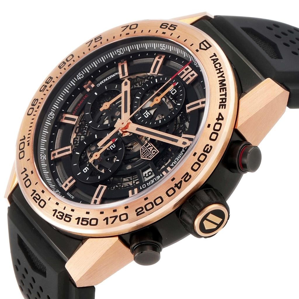 Tag Heuer Carrera Skeleton Titanium Rose Gold PVD Mens Watch CAR2A5B