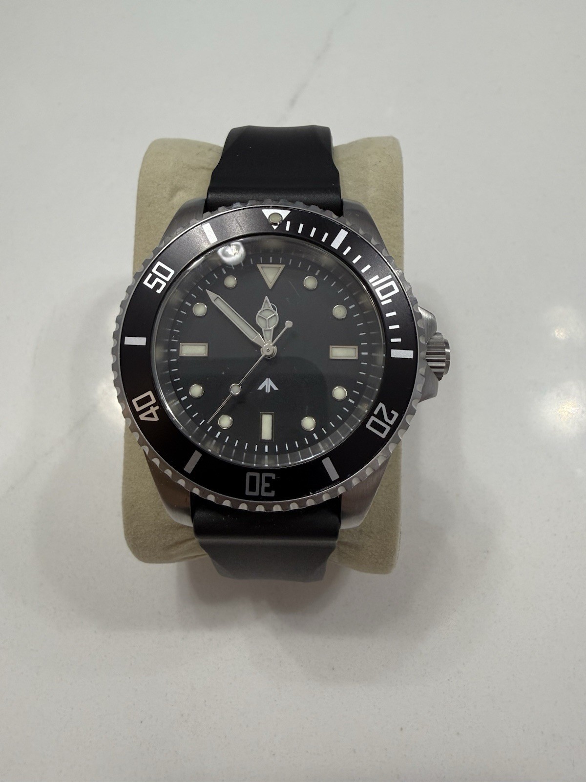 MWC 300m Sub Diver SS Watch w Screw Down Crown Italian Silicone Strap