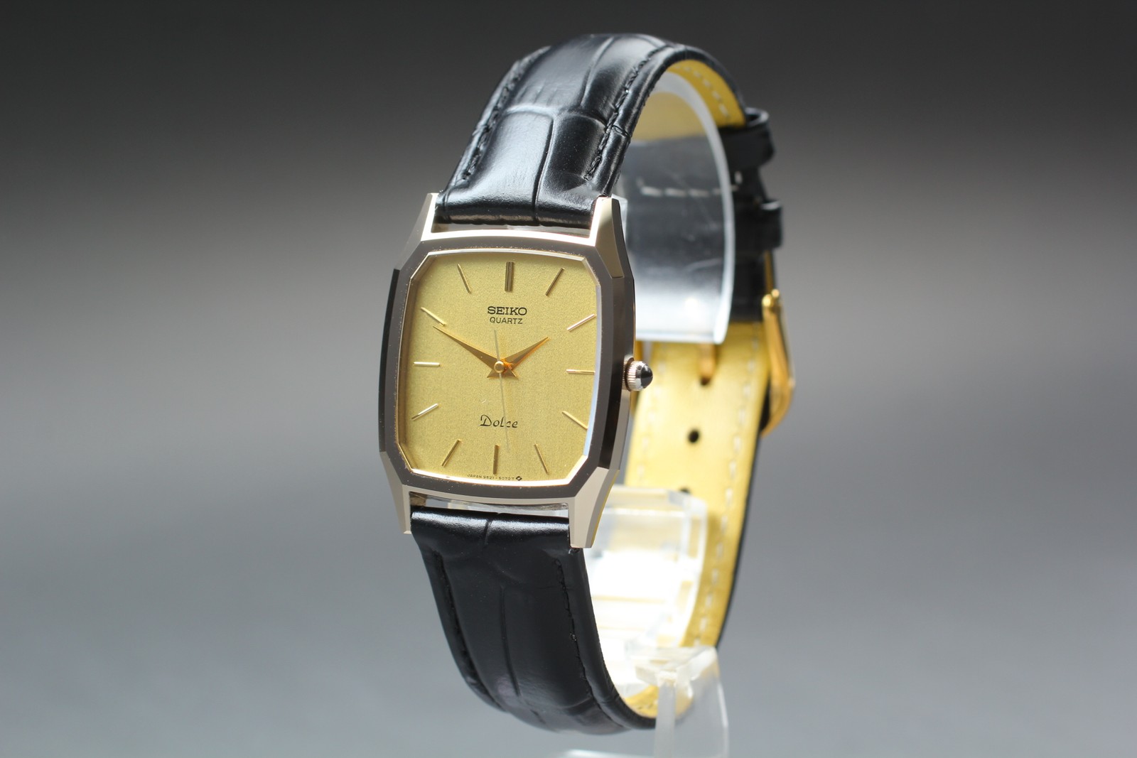 [Near MINT] SEIKO Dolce 9521-5070 28mm Gold Dial Quartz Men’s Watch from JAPAN