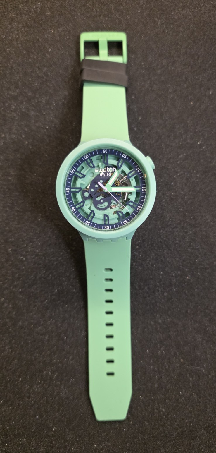 Limited Swatch BIG BOLD SWISS MADE FRESH SQUEEZE 47MM SB01G101 Matte Green Blue